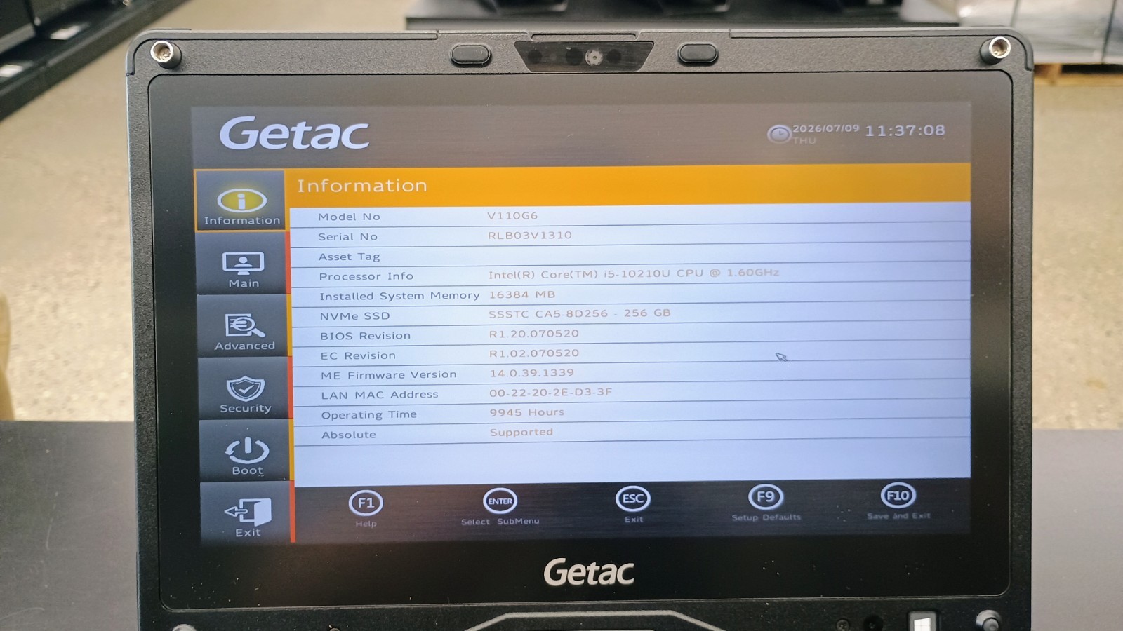 Getac V110G6 Quad Core i5-10210U 1.60GHz – 256GB SSD – 16GB – Win 11 Pro