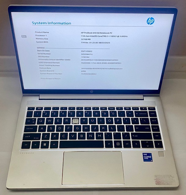 HP ProBook 640 G8 Notebook 32GB CORE I7 VPRO 3.00GHz