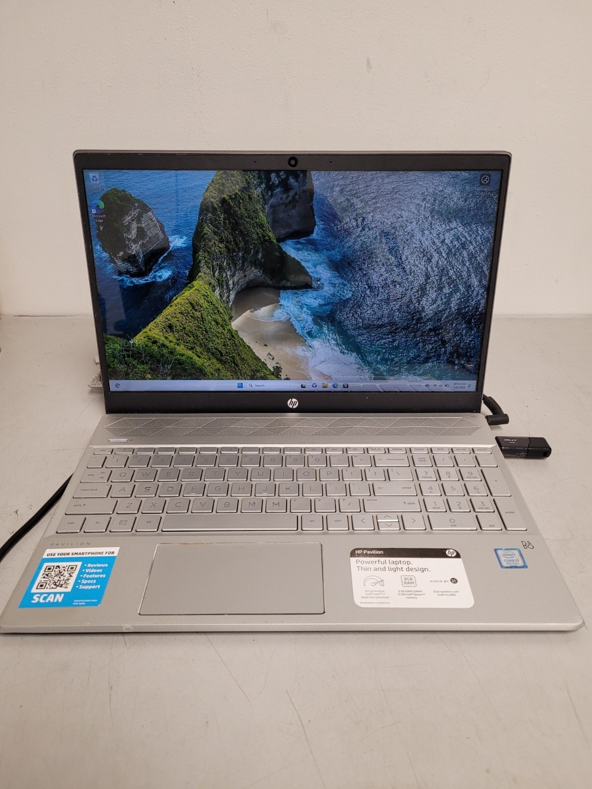 Hp pavilion 15-cs2064st i7-8565u 1.8ghz 8gb ram 240gb ssd charger 5CD9415DNQ