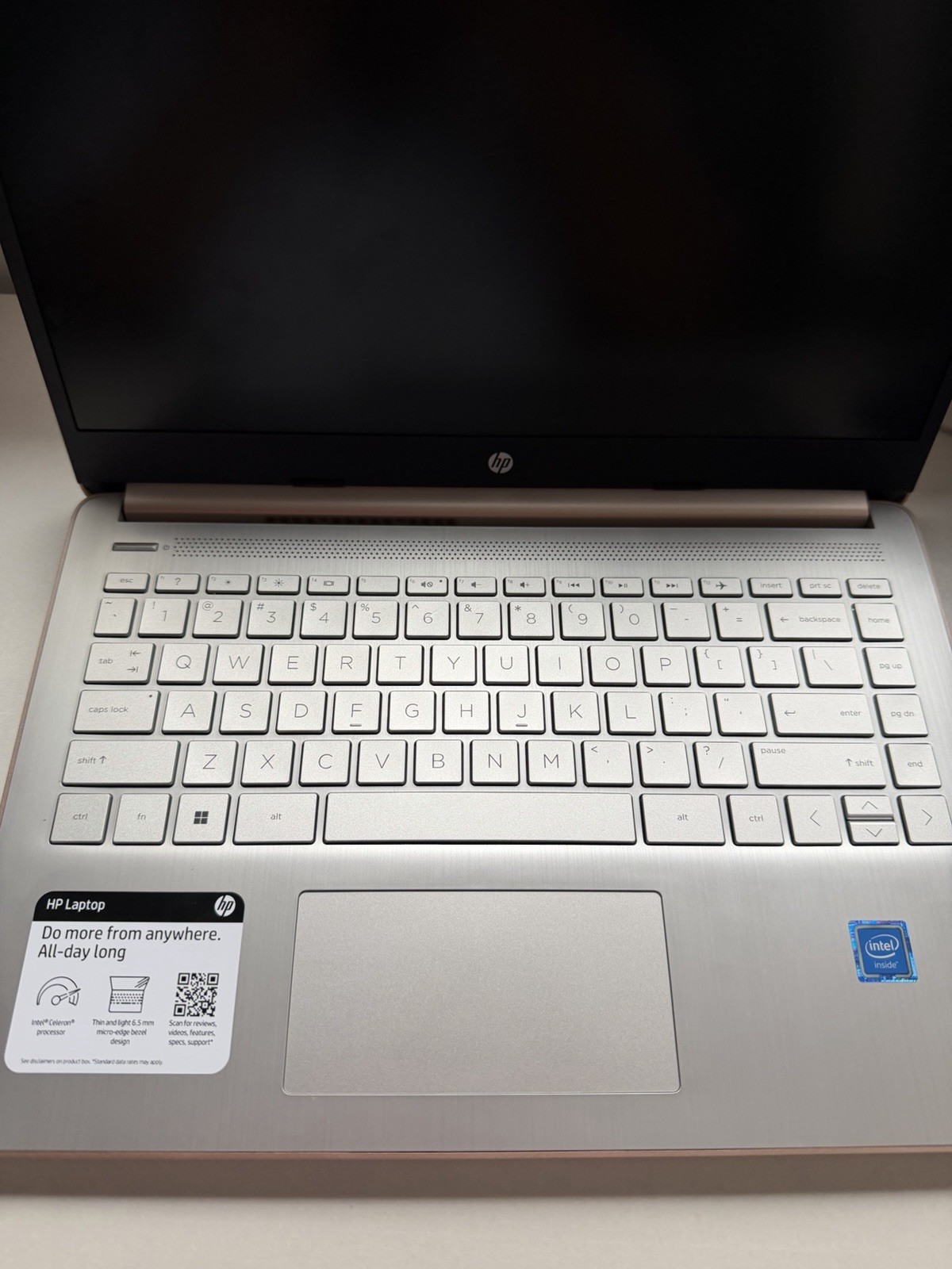 HP Rose Gold Notebook/Laptop Intel Celeron HDMI USB SD Card Built-in Webcam
