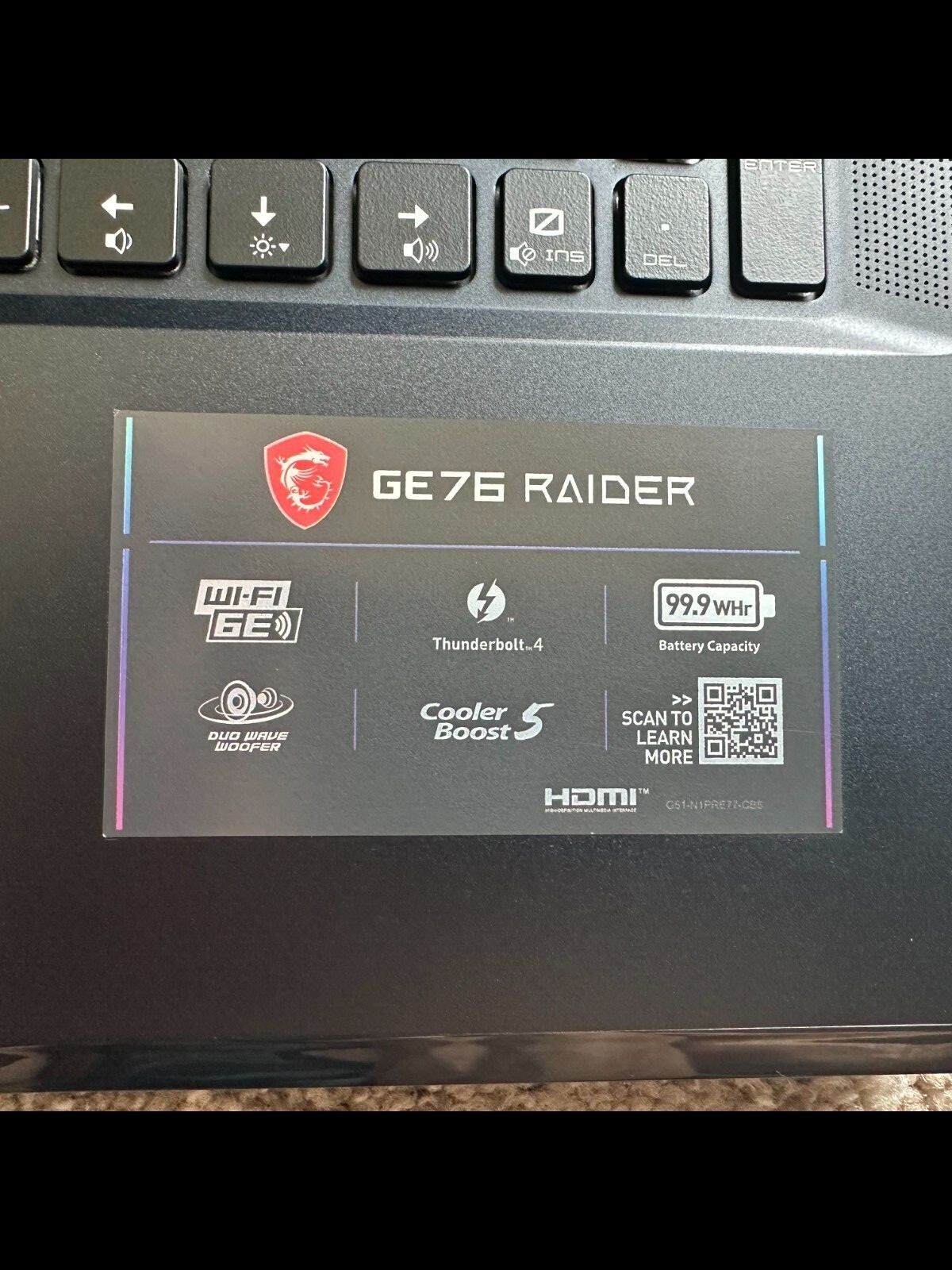 msi ge76 raider 11-UH 053 17.3 gaming laptop fully upgraded to 8TB & 64GB Ram