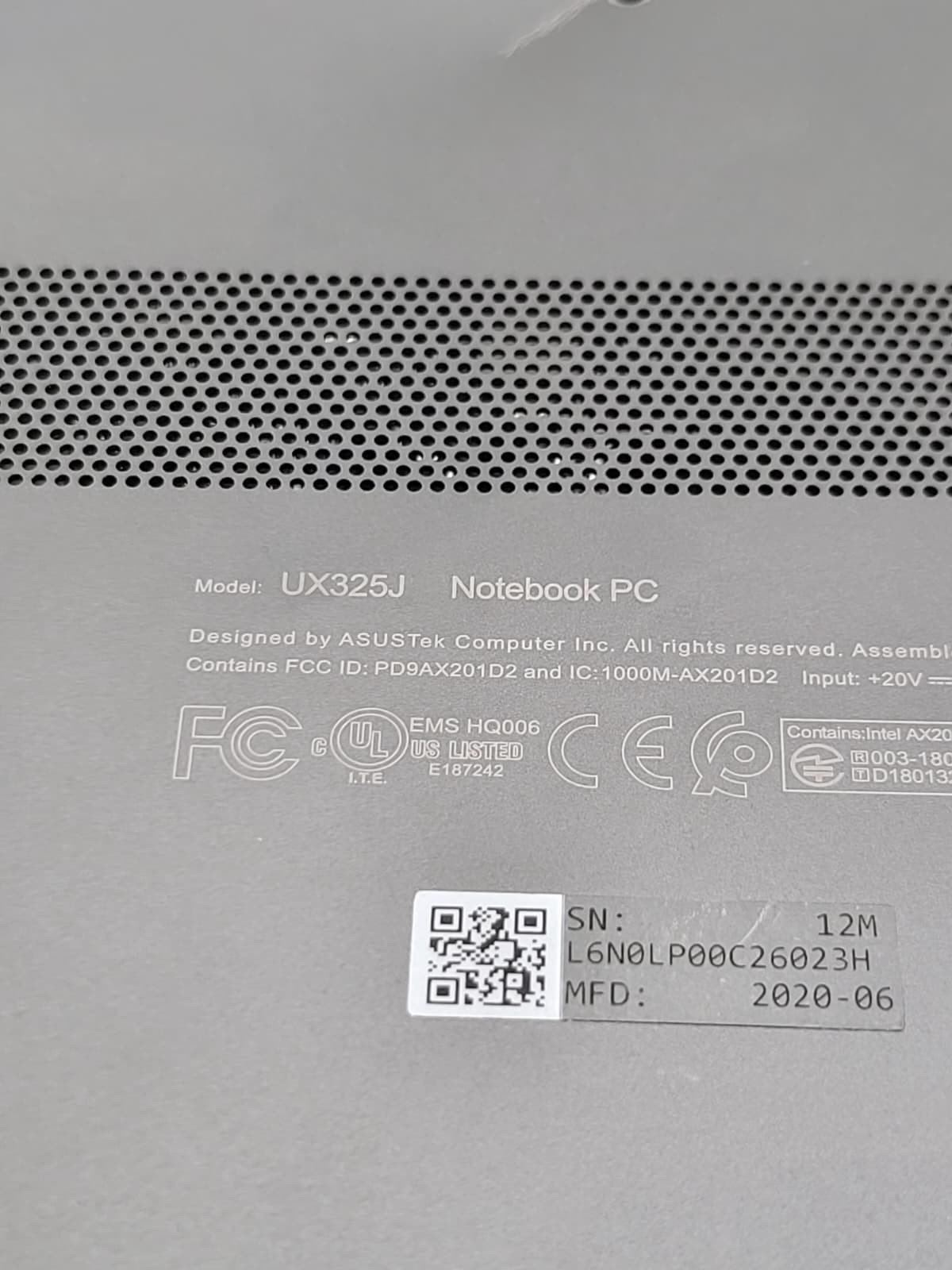 ASUS ZenBook UX325J Core i5-10Gen UNTESTED AS IS READ ONLY FOR PARTS CHECK PHOTO