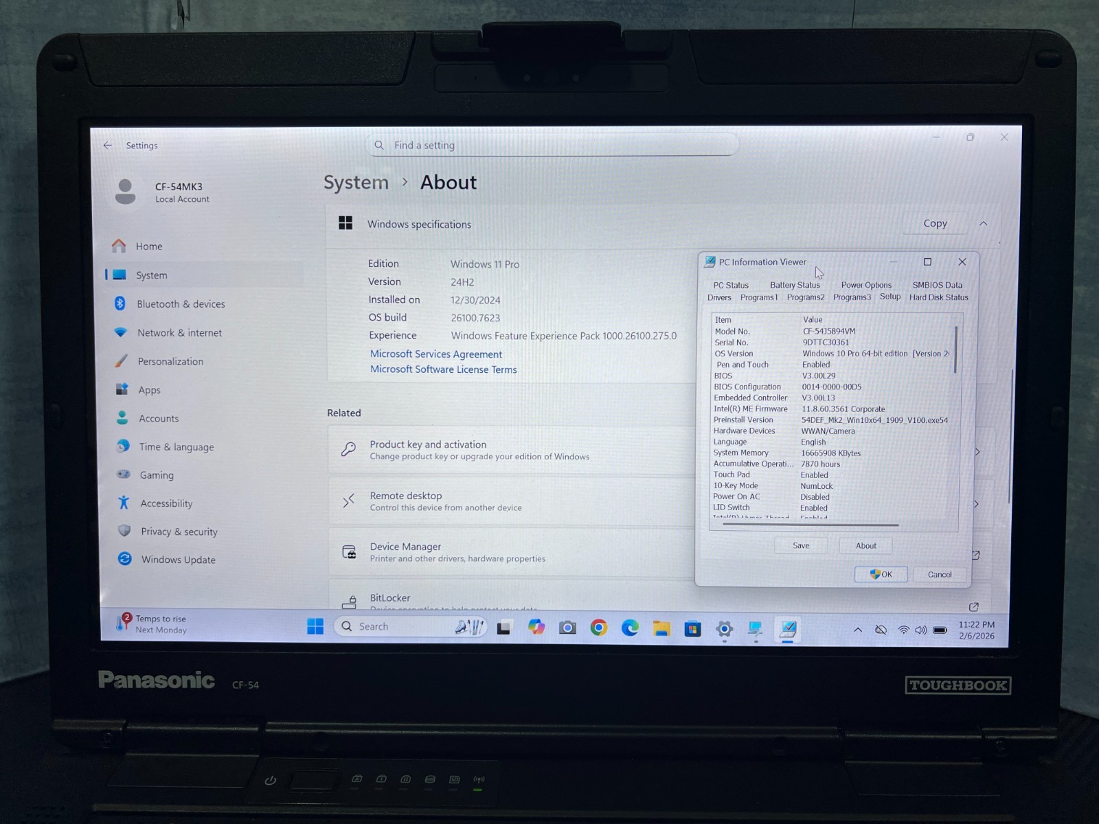 CF-54J5894VM, i5-7300U @2.60GHz, 16GB, 256GB SSD M.2, TOUCHSCREEN, 4G LTE, HDMI