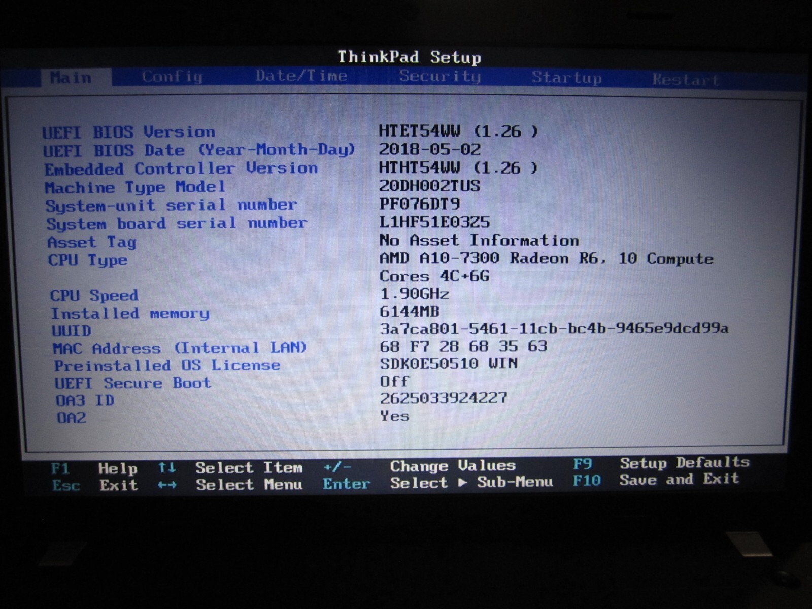 Thinkpad E555 15.6″ AMD A10-7300 1.9GHz 6GB 256GB SSD DVD-RW Win 10 Pro