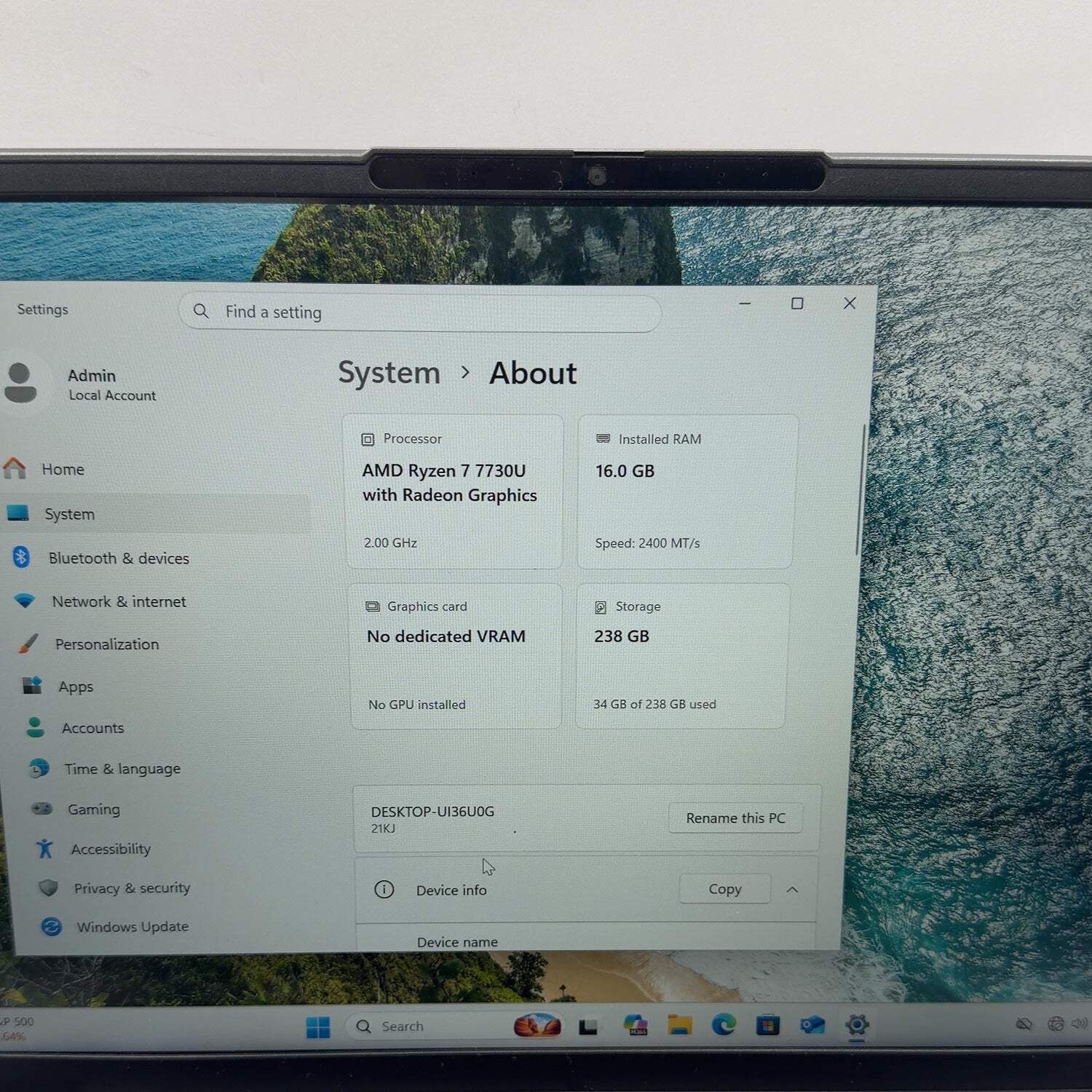 Lenovo ThinkBook 14 Gen 6 14″ Ryzen 7 7730U 2.0GHz 16GB RAM 256GB SSD