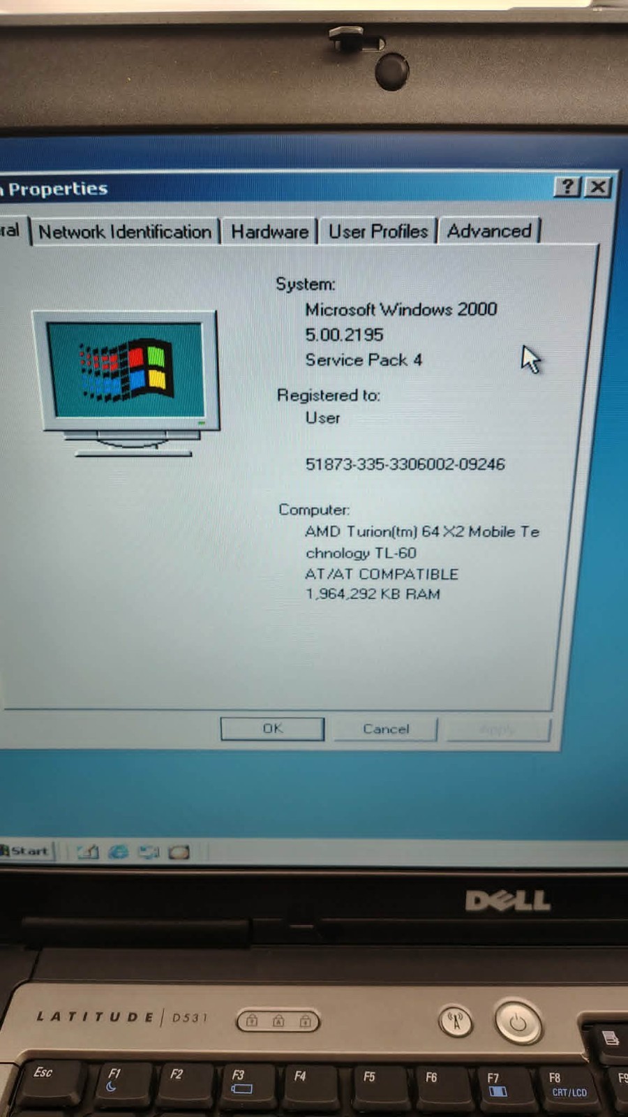 Vintage Dell Laptop Duo Windows 2000 2GB 80GB RS232 Serial Com Port new battery