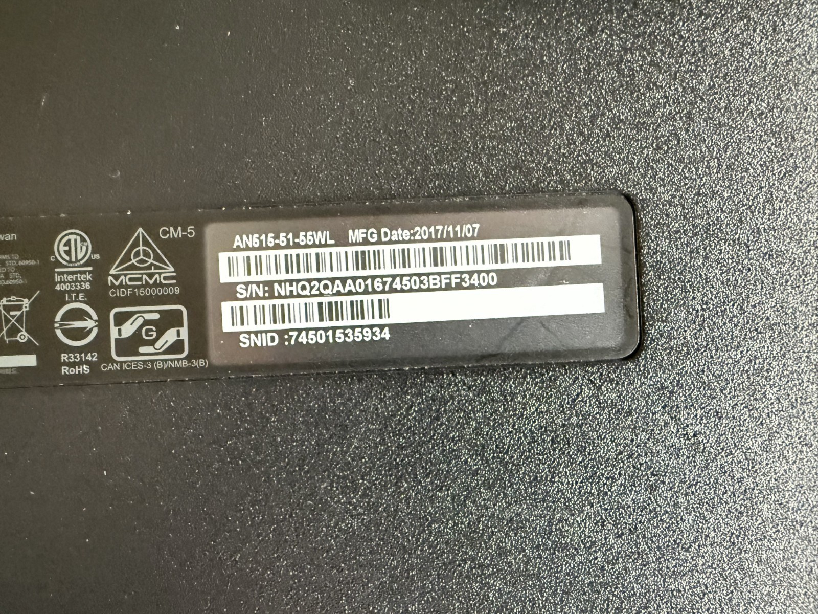 Acer NITRO 5 15.6 Intel Core I5 NVIDIA GeForce GTX 1050 (USED-NEEDS NEW BATTERY)