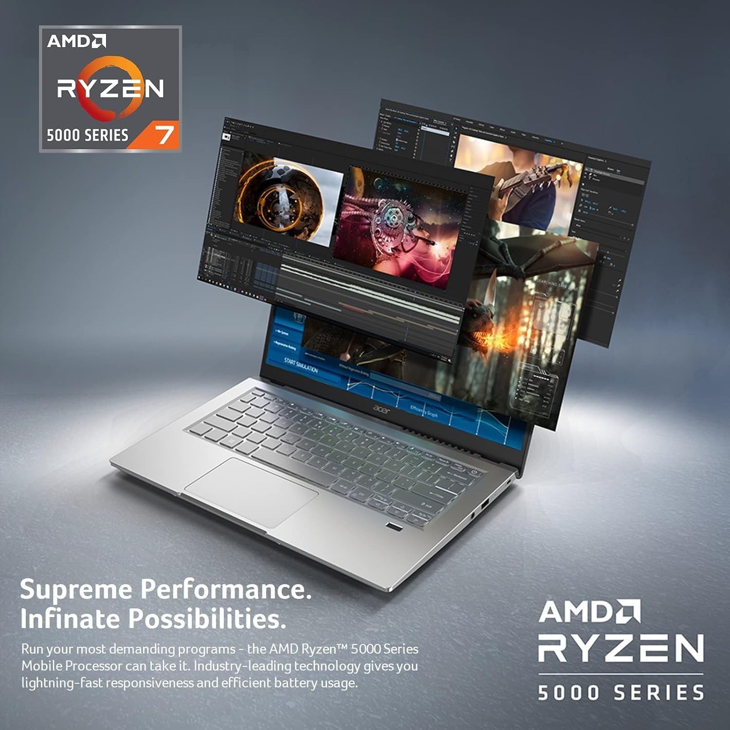 Acer Swift X SFX14-42G-R607 Creator Laptop | 14″ Full HD 100% sRGB | AMD Ryzen 7