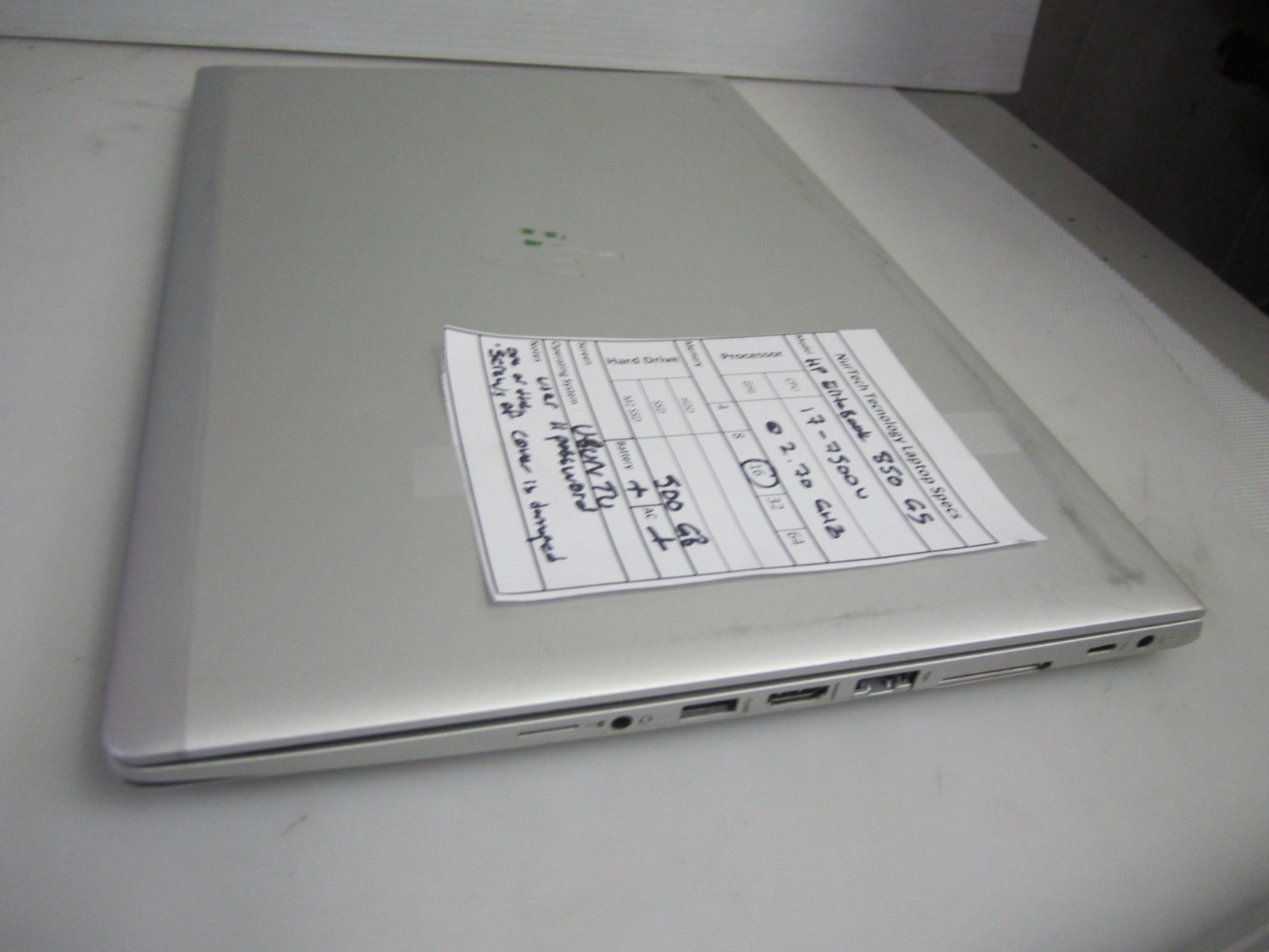 HP EliteBook 850 G5 I7-7500U 2.70GHZ 16GB 500GB M2SSD UBUNTU LAPTOP + AC READ