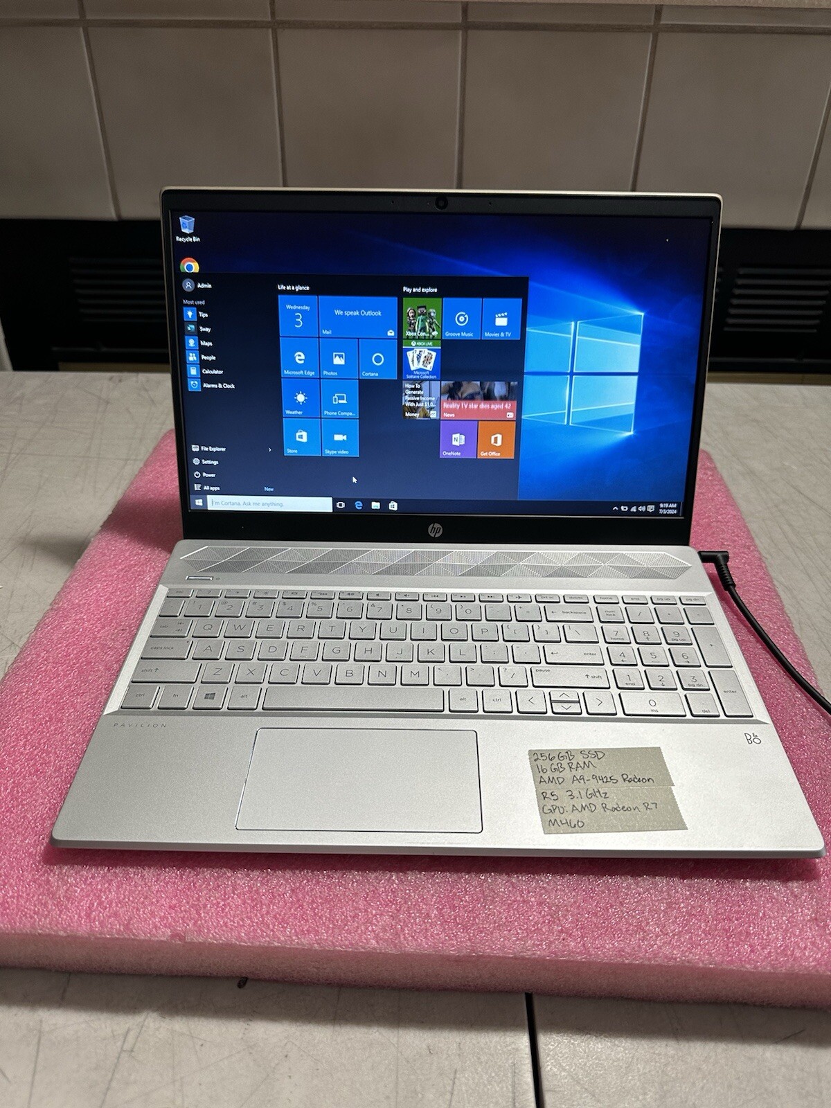 HP G7BSKU1#ABA Laptop 15.6″ AMD A9-9425 Radeon R5 3.1GHz 16GB 256SSD Win10