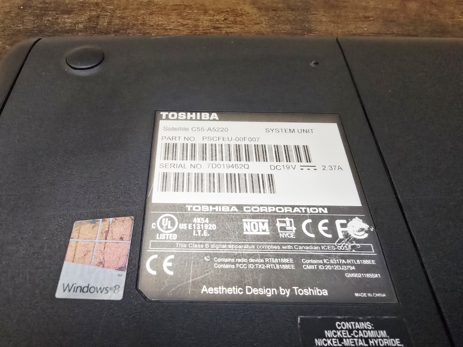 Toshiba Satellite C55 15.6″ HD Laptop Intel Celeron 1037U 4G 500G No OS DVD Cam