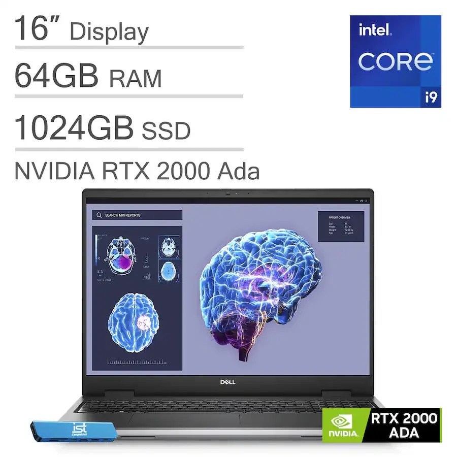Dell Precision 7680 16″ i9-13950HX, 64GB, 1TB, RTX 2000 ADA 8GB, W11H – Silver
