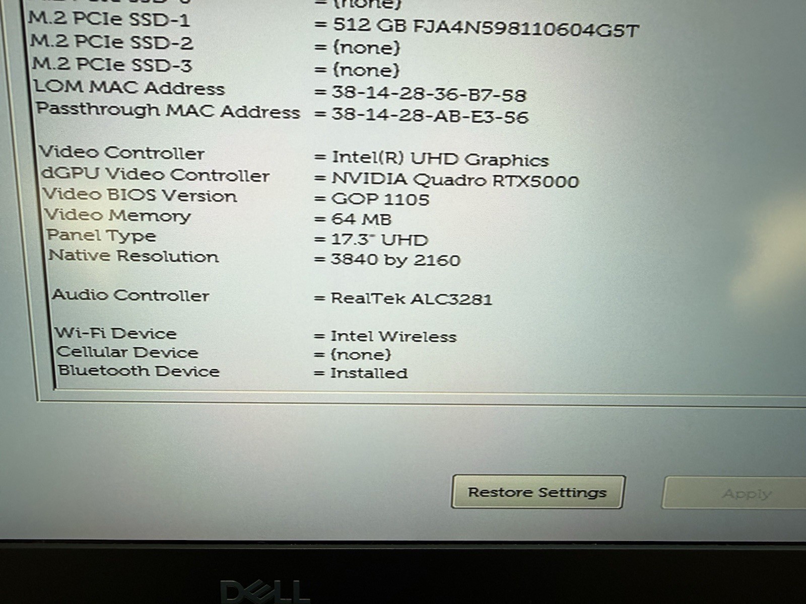 Dell Precision 7750 17.3″ 4K Laptop i7-10850H 16GB 512GB SSD Quadro RTX 5000