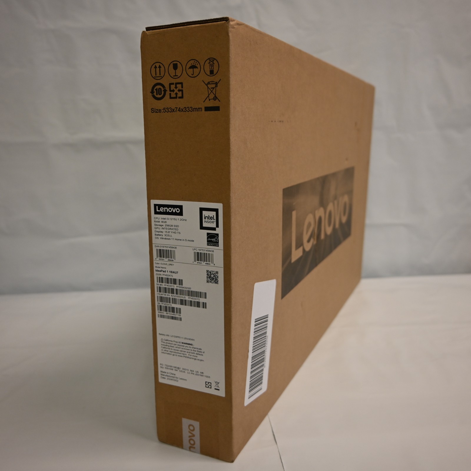 Lenovo IdeaPad 1 15IAU7 15.6″ (256GB SSD, Intel Core i5-1235U, 1.30GHz, 8GB RAM)