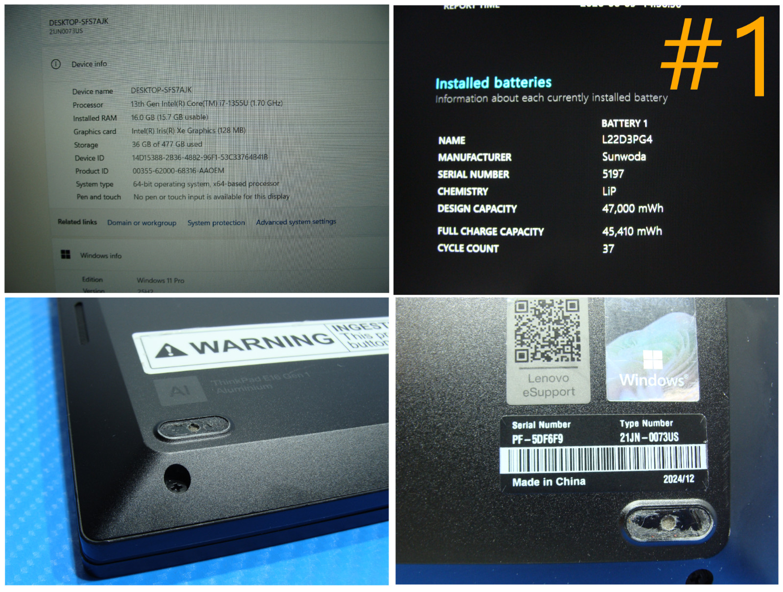 2024 Lenovo ThinkPad E16 Gen 1 16″WUXGA i7-1355U 1.7GHz 16GB 512GB Win 11Pro +PA
