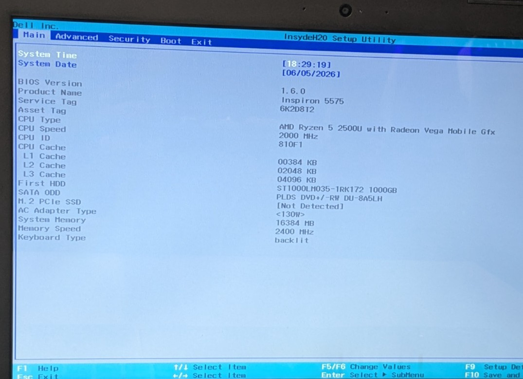 Dell Inspiron 5575 15.6″ AMD Ryzen 5 2500U 16GB 1TB HDD No OS SOLD AS-IS