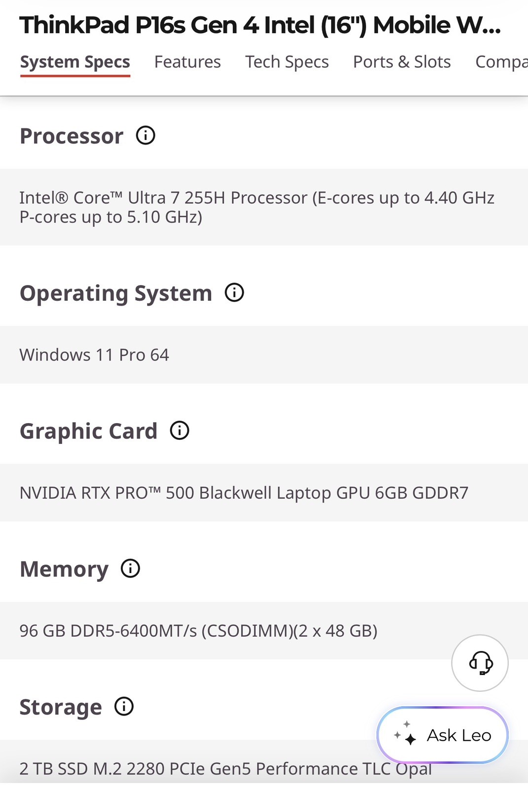 Lenovo ThinkPad P16s Gen 4 21QV002HUS 16″ Mobile Workstation – Intel Core Ultra