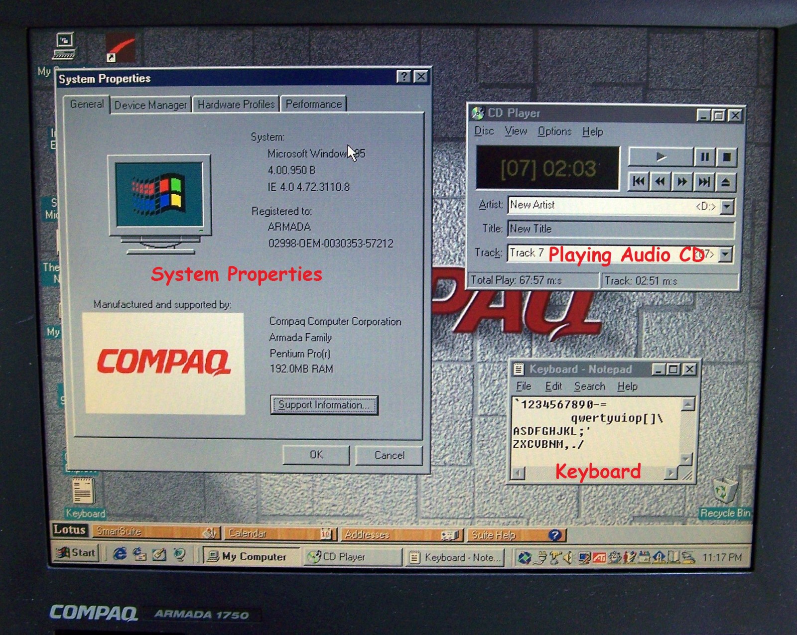 Vtg Compaq Armada 1750 Intel P2 Windows 95 Serial Parallel- ΝΟ 1590 ibm dos e500