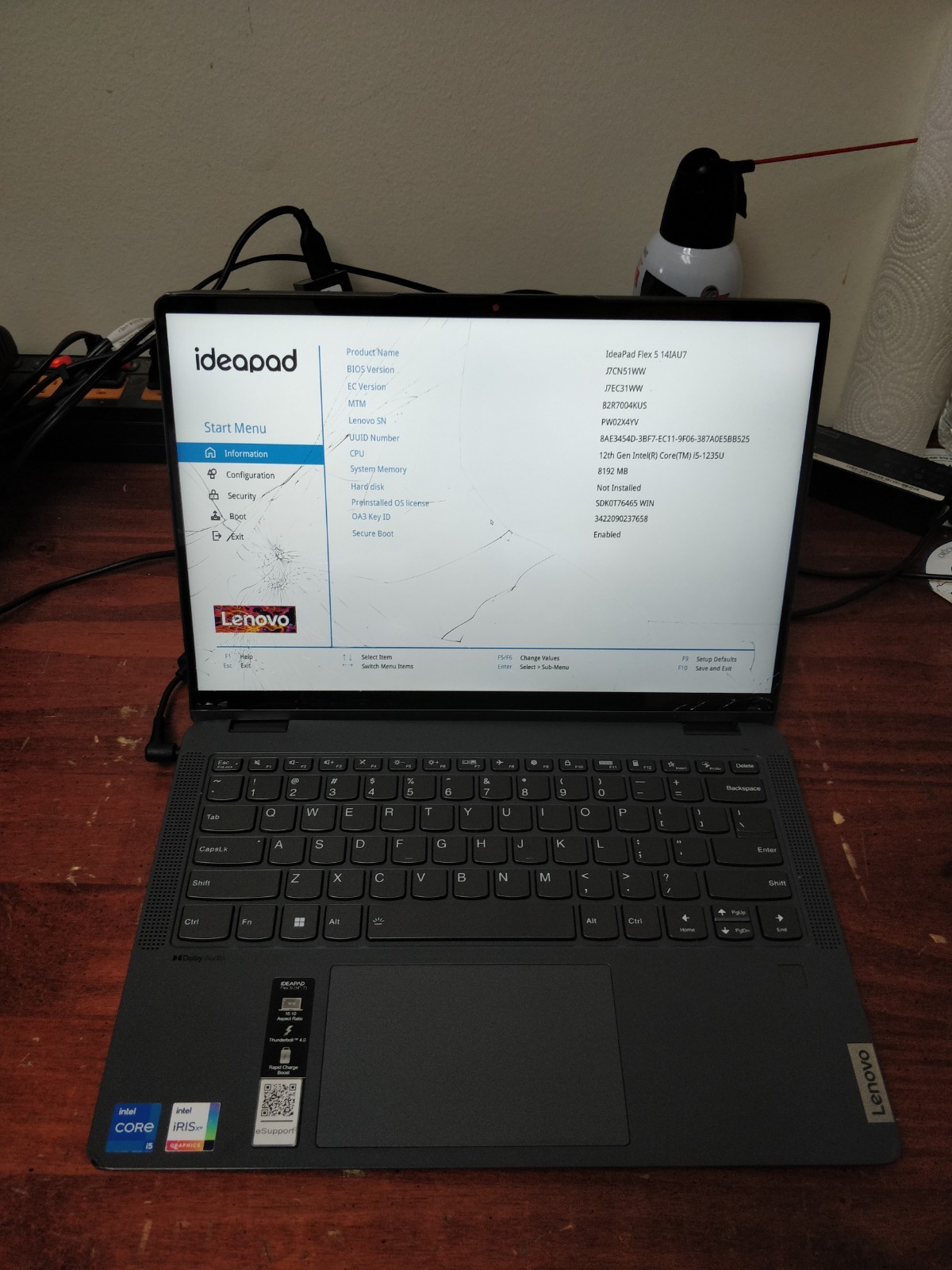 Lenovo IdeaPad Flex 5 14IAU7 INTEL CORE I5-1235U G8GB RAM NO DRIVE PARTS 8655