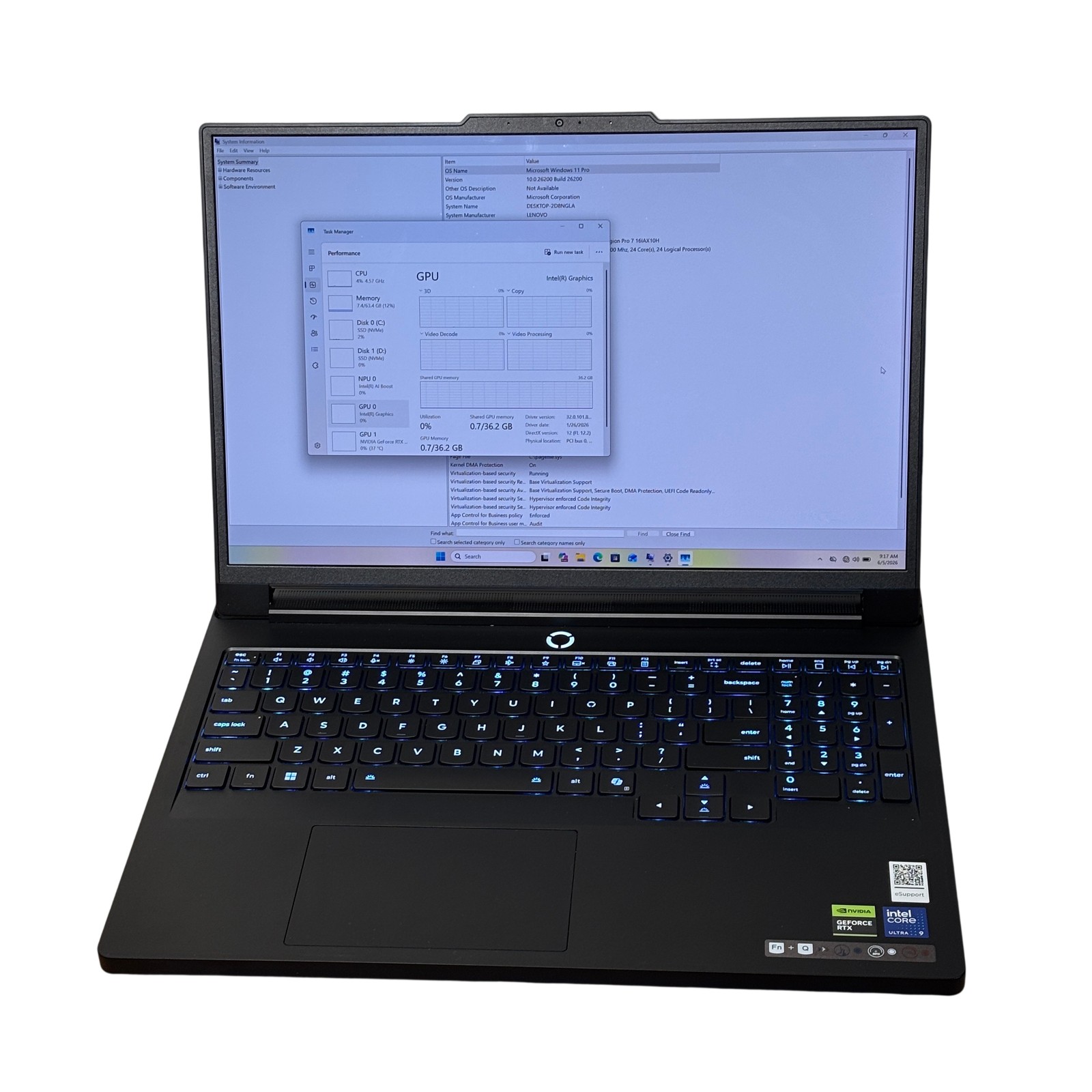 Lenovo Legion Pro7 16IAX10H 83F5 Intel Ultra 9 275HX 2.7GHz 64GB RAM 1TB SSD 16″