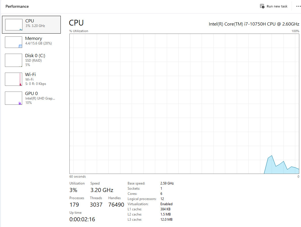 Dell Precision 7750 Intel Core i7-10750H 2.60Ghz/16GB RAM /500GB SSD/Bad Battery