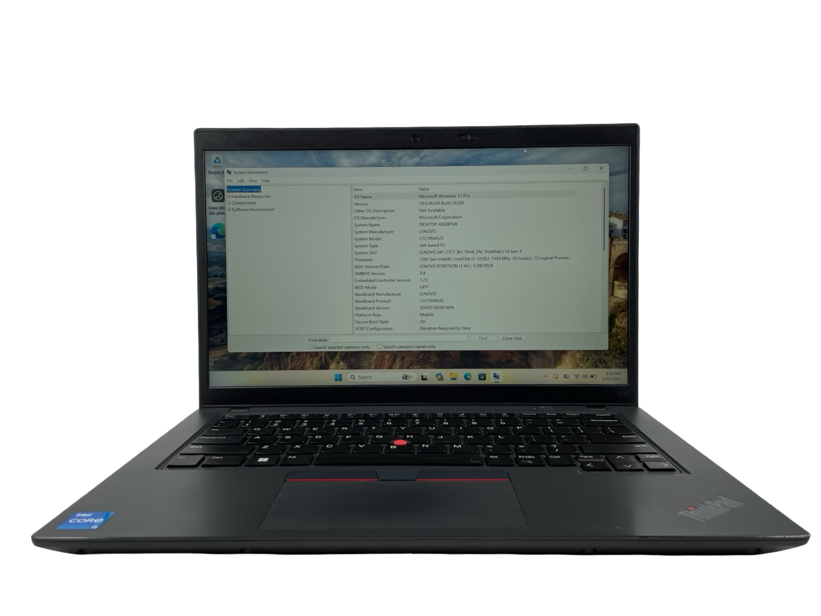 Lenovo ThinkPad L14 Gen 3 i5-1235U 8GB 128GB NVMe, Win11P, W/OUT AC