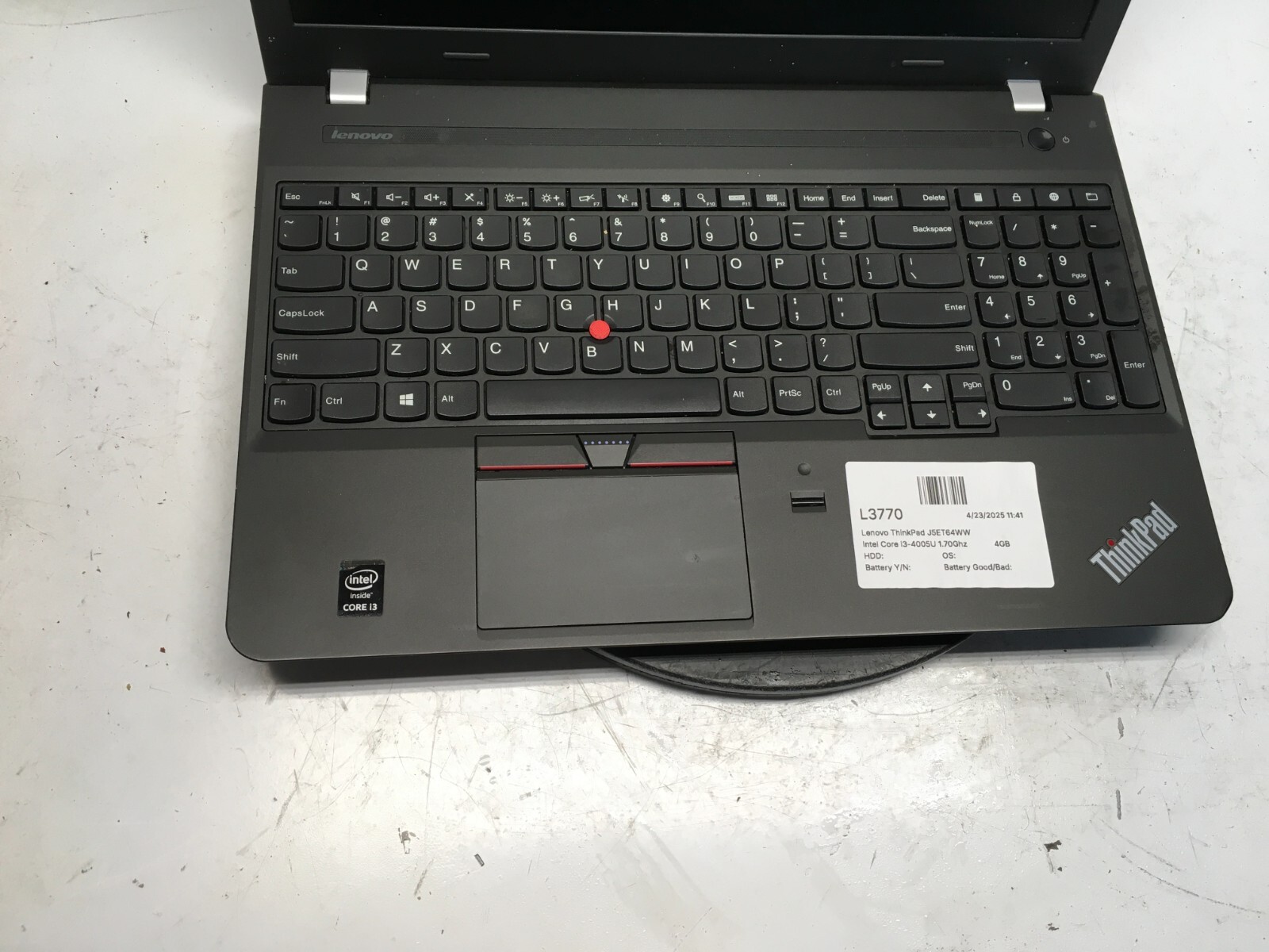 Lenovo ThinkPad G50-80 Intel Core i3-4005U 1.70Ghz 4GB NO HDD