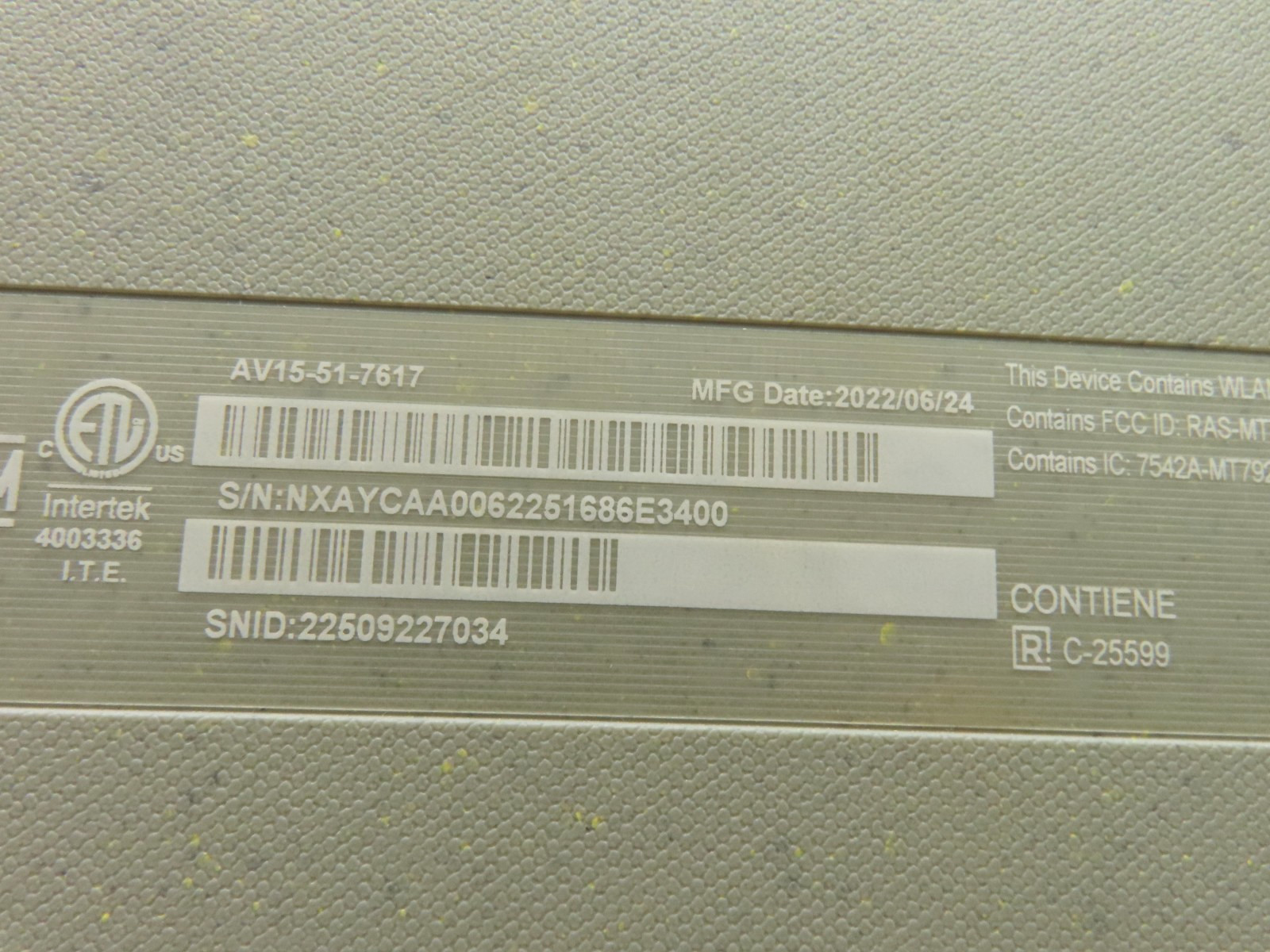 Acer Aspire Vero AV15-51-7617 15.6” Intel i7-1195G7 2.9GHz 16GB RAM 512GB SSD