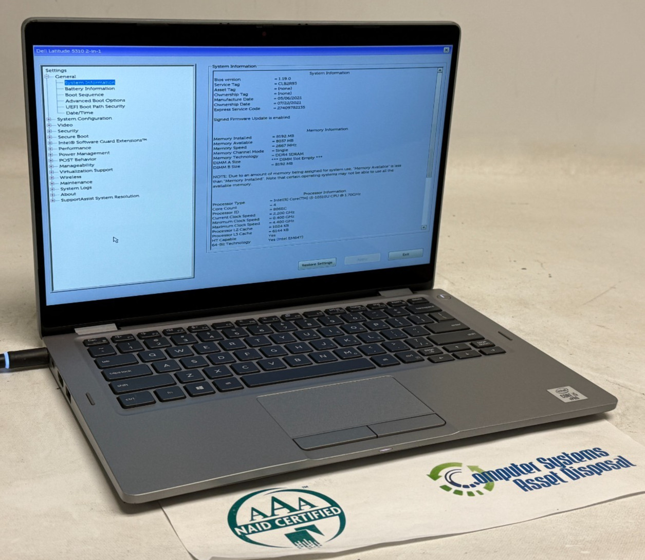 Dell Latitude 5310 2in1 13.3″ (i5-10310u – 8GB RAM – 256GB SSD – Win11Home)