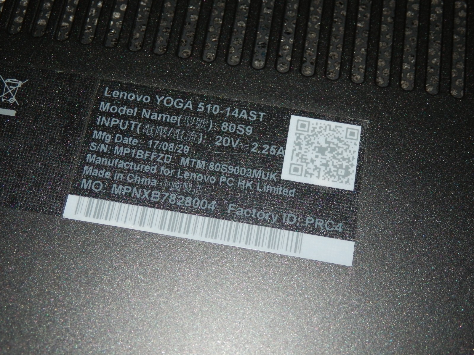 Lenovo Yoga 510-14AST, AMD A9-9410, 4GB Ram, 1TB HDD, 14″ FHD, Radeon R5, Original Box