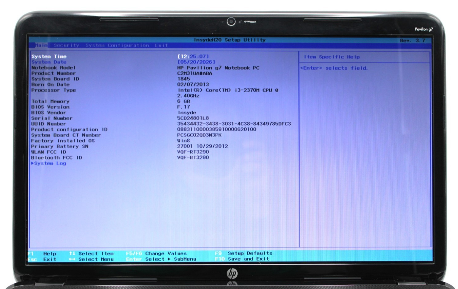 HP Pavilion G7 I3-2370M@2.4GHz 6GB DDR3 NO STORAGE OR OS *USED/TESTED*