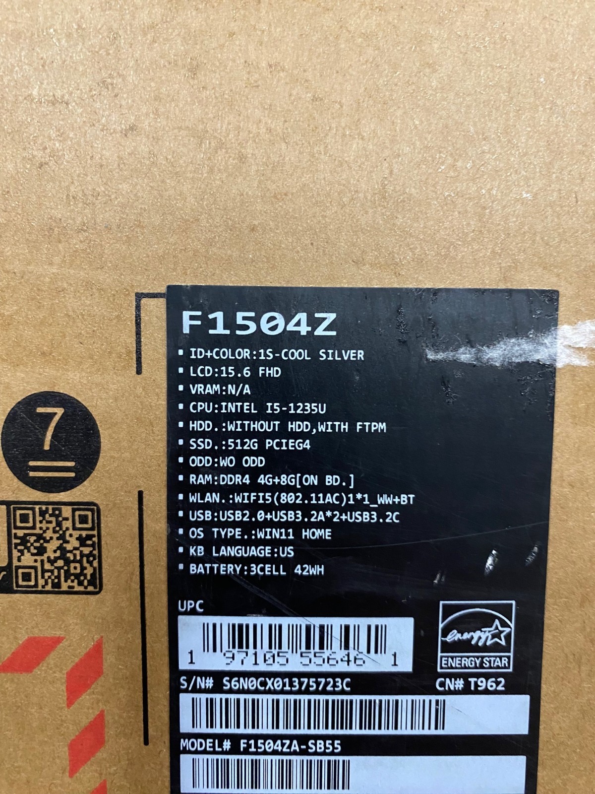 Asus Vivobook F1504Z 15″ Laptop Intel Core i3-1215U, UHD Graphics 8GB RAM Win 11