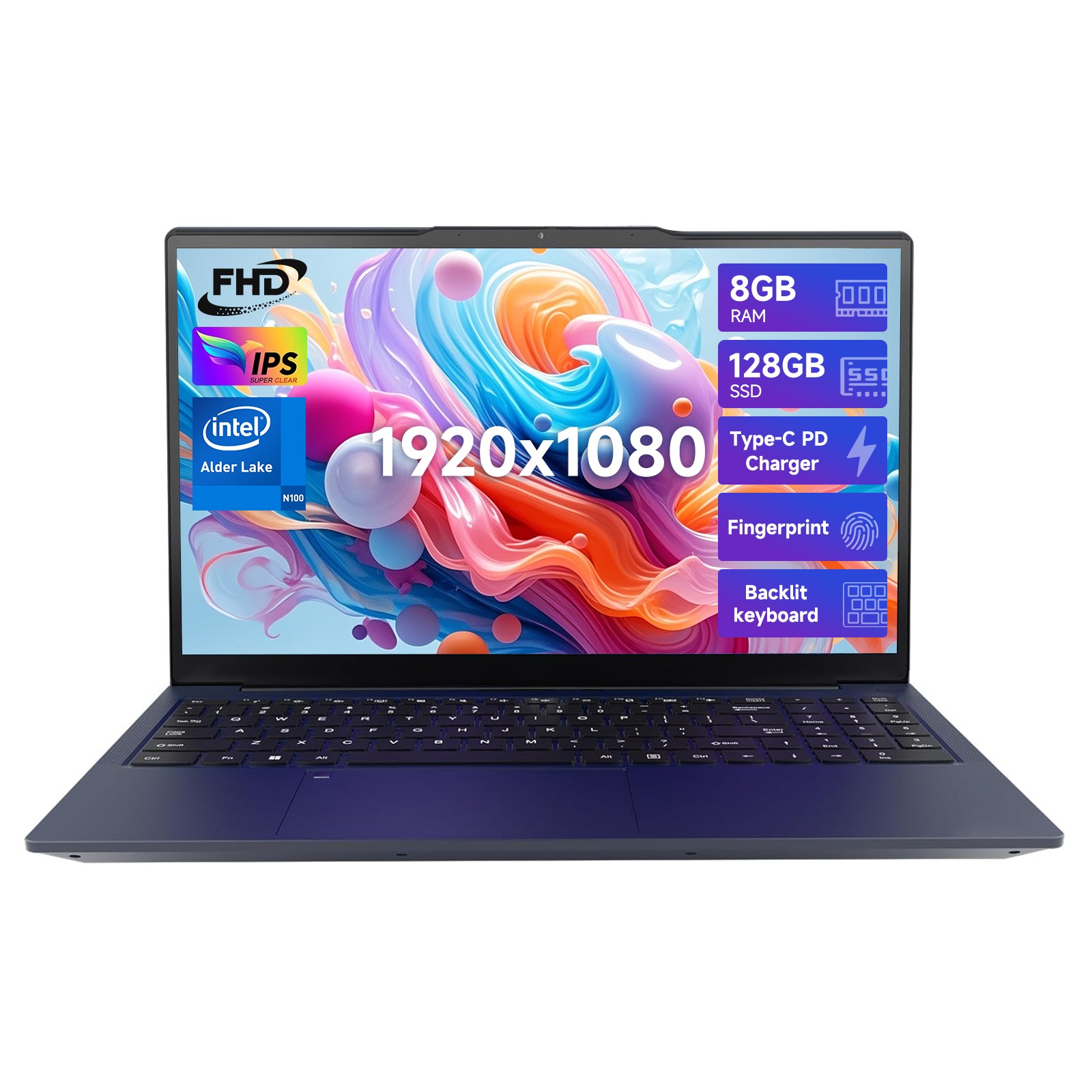 NIMO15.6″ Laptop Intel Pentium Quad Core N100 8GB Memory 128GB SSD Fingerprint