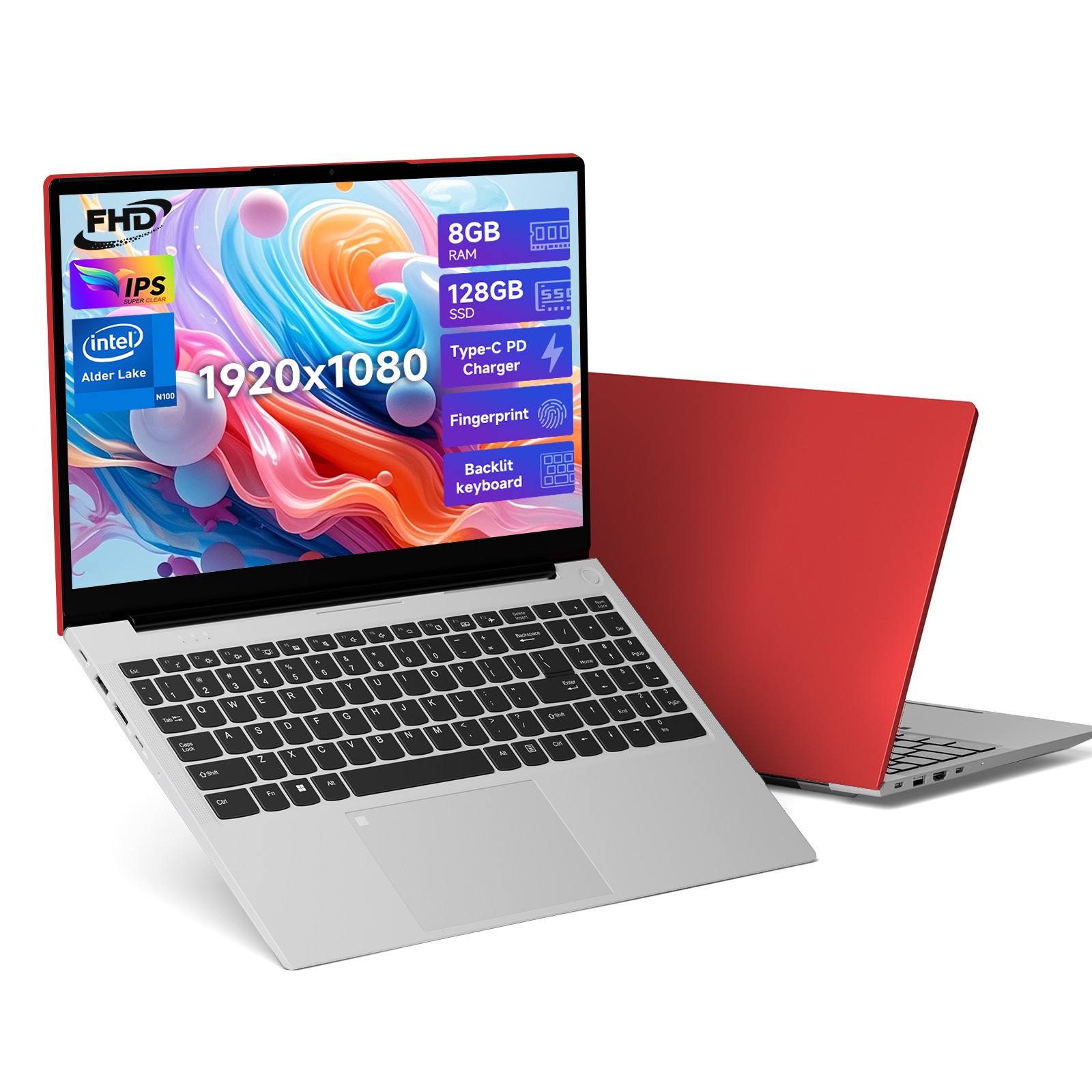 NIMO 15.6 IPS FHD-Laptop 8GB RAM 128GB SSD Intel Pentium N100 Backlit Keyboard