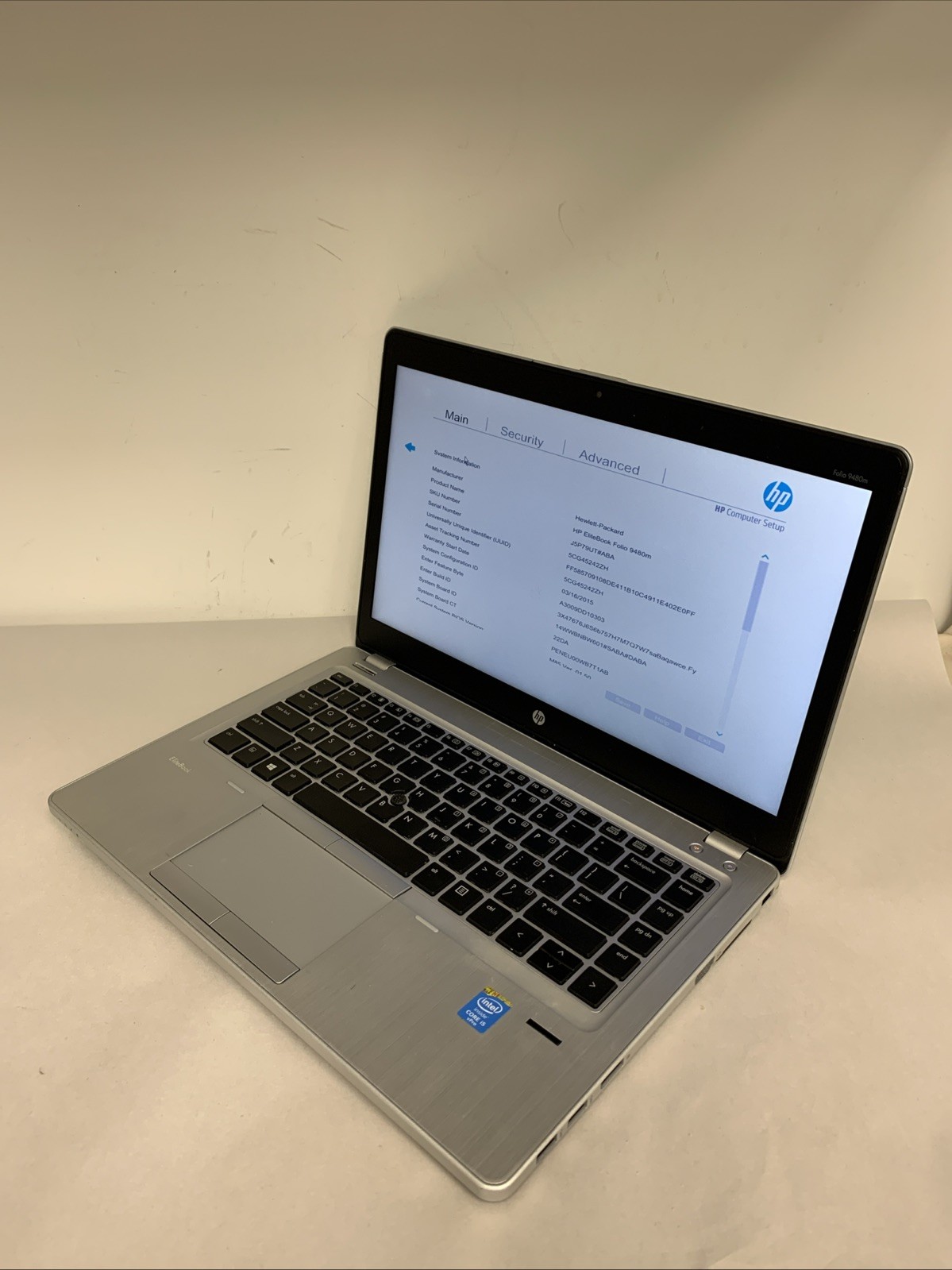 HP EliteBook Folio 9480m i5-4310U 8GB RAM NO HDD | Boot To Bios