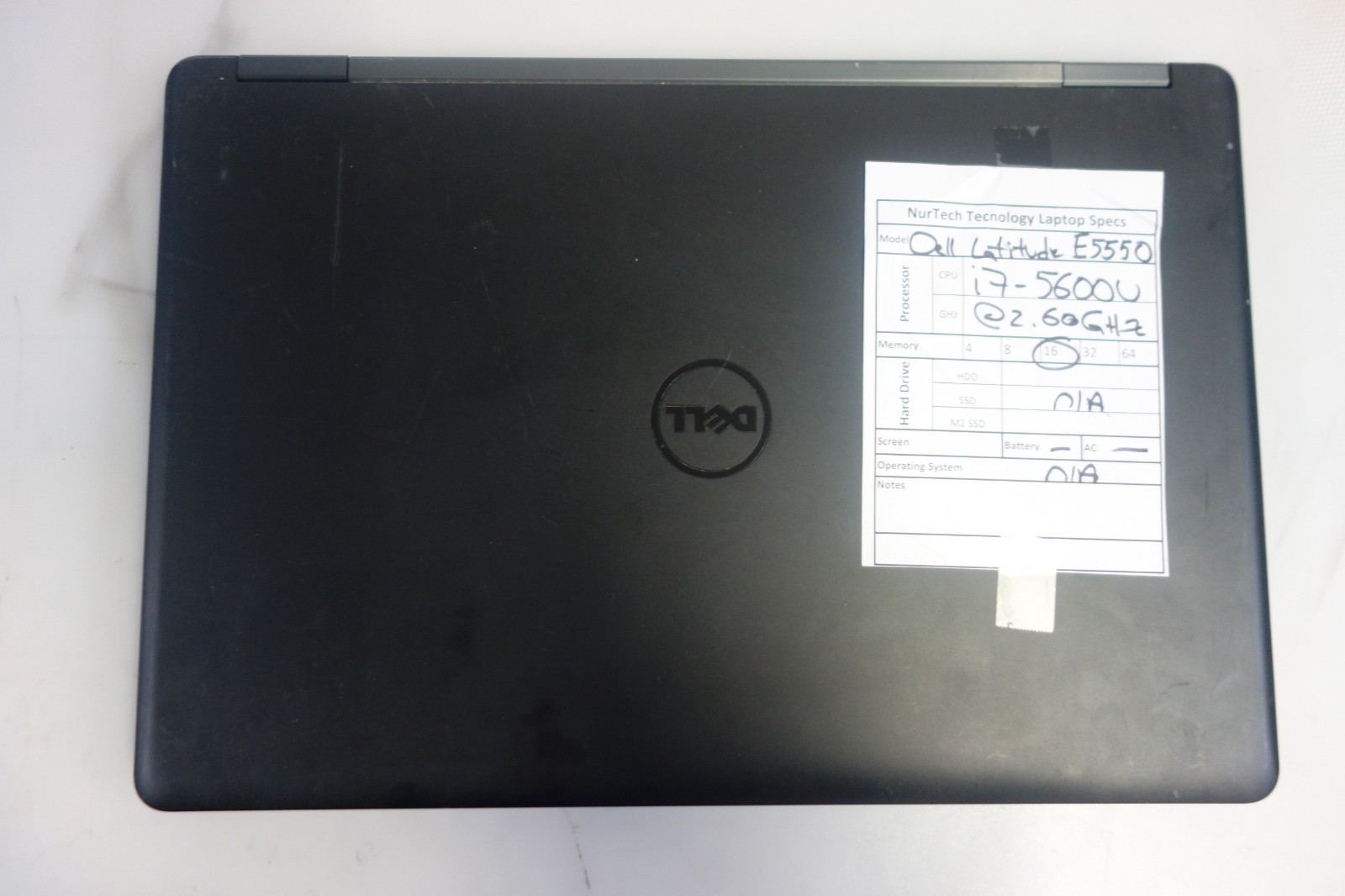 Dell Latitude E5550 i7-5600U 2.60GHz 16GB RAM Laptop NO HDD/AC/OS/BTRY