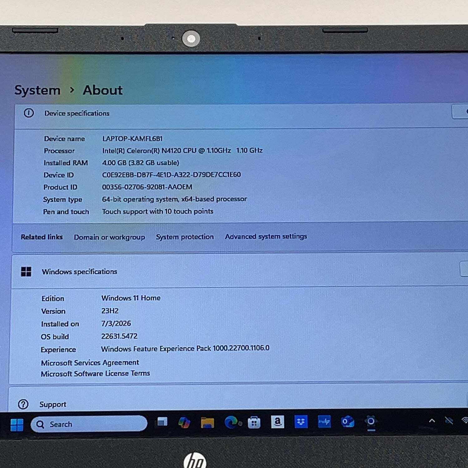 HP Laptop 14-DQ0XXX 14″ Celeron N4120 1.1GHz 4GB RAM 64GB