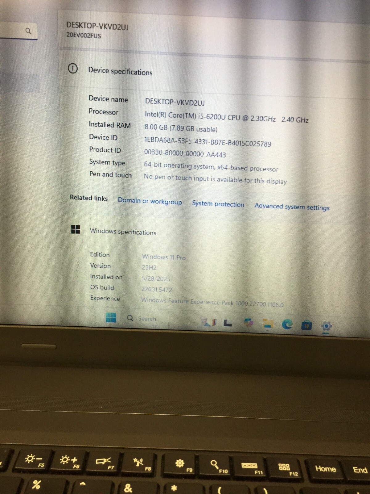 LENOVO THINKPAD E560 Core i5 6th gen 2.30 GHZ 8 GB RAM 240 GB SSD WIN 11 PRO