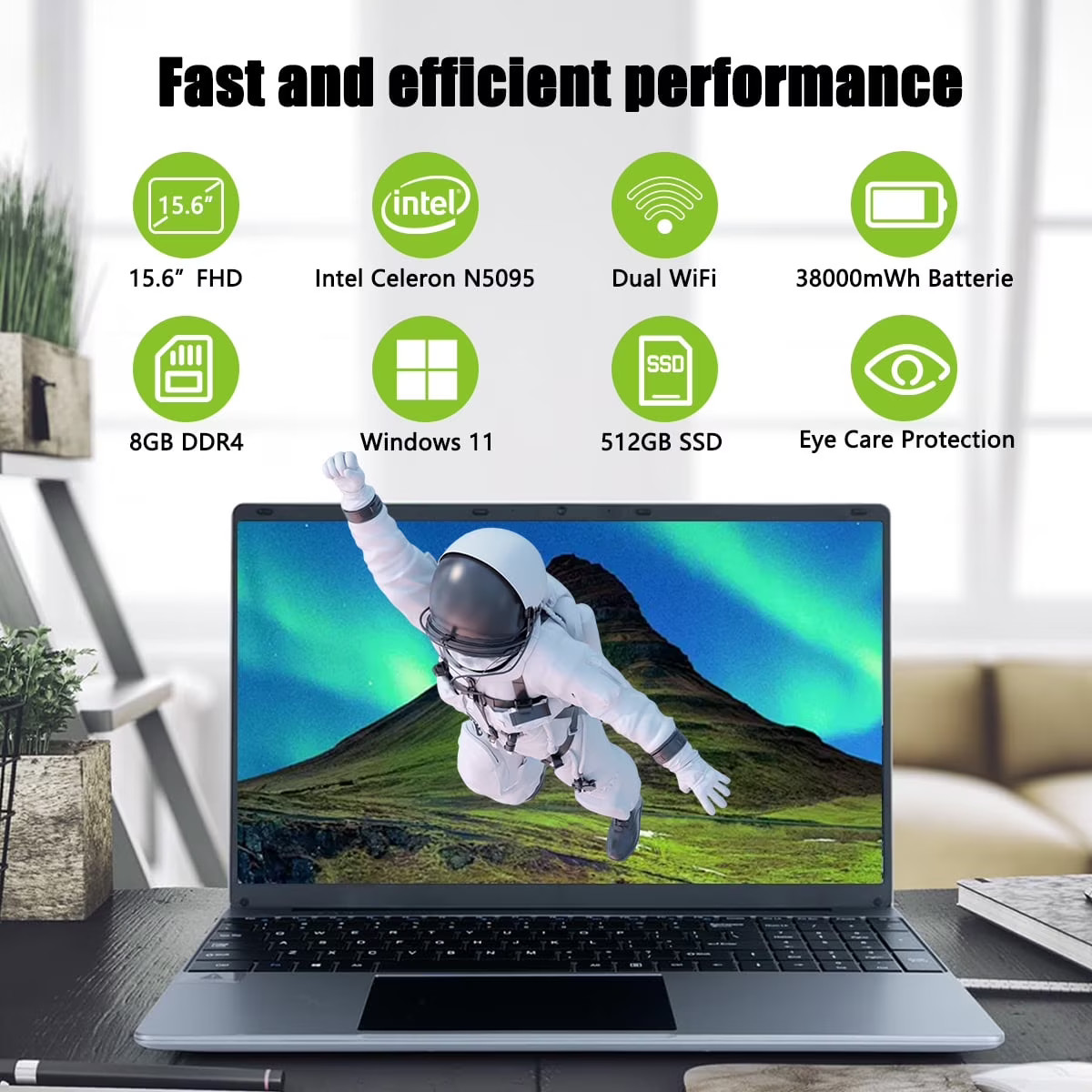 15.6″ FHD Laptop Computer Intel Celeron N5095 8GB RAM 512GB SSD,Netbook