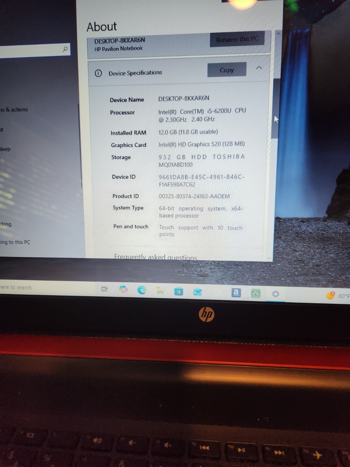 HP Pavilion 15T-AB200 Intel Core i5-6200u 12gb 1TB HDD WIN 10