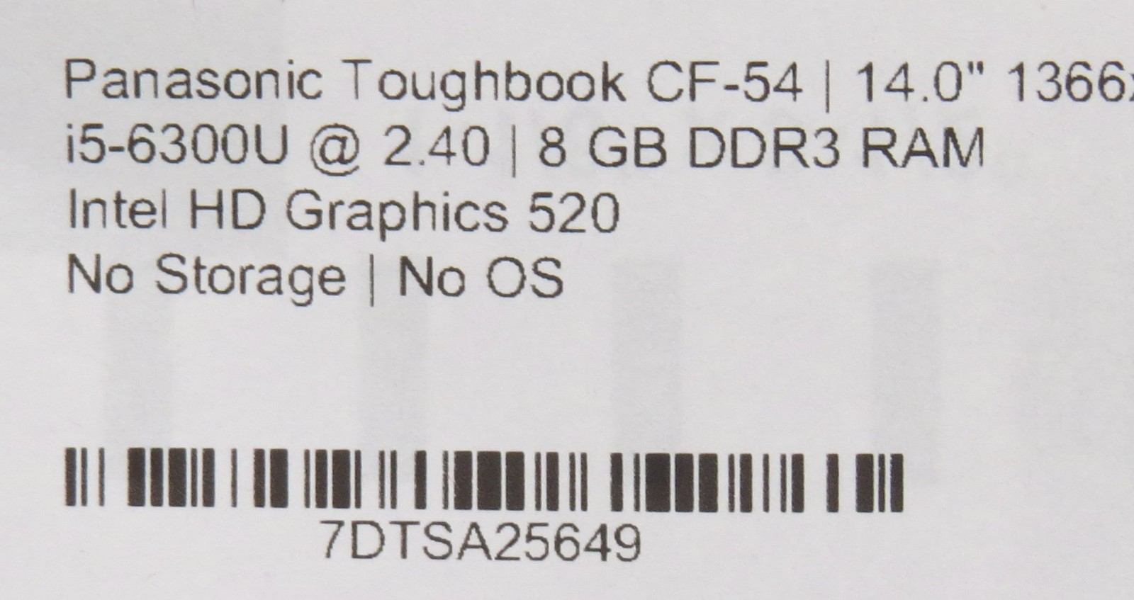 Toughbook CF-54 MK2 | i5-6300U @ 2.4GHz | 8GB DDR3 | 14″ | No HDD/OS/AC *READ*
