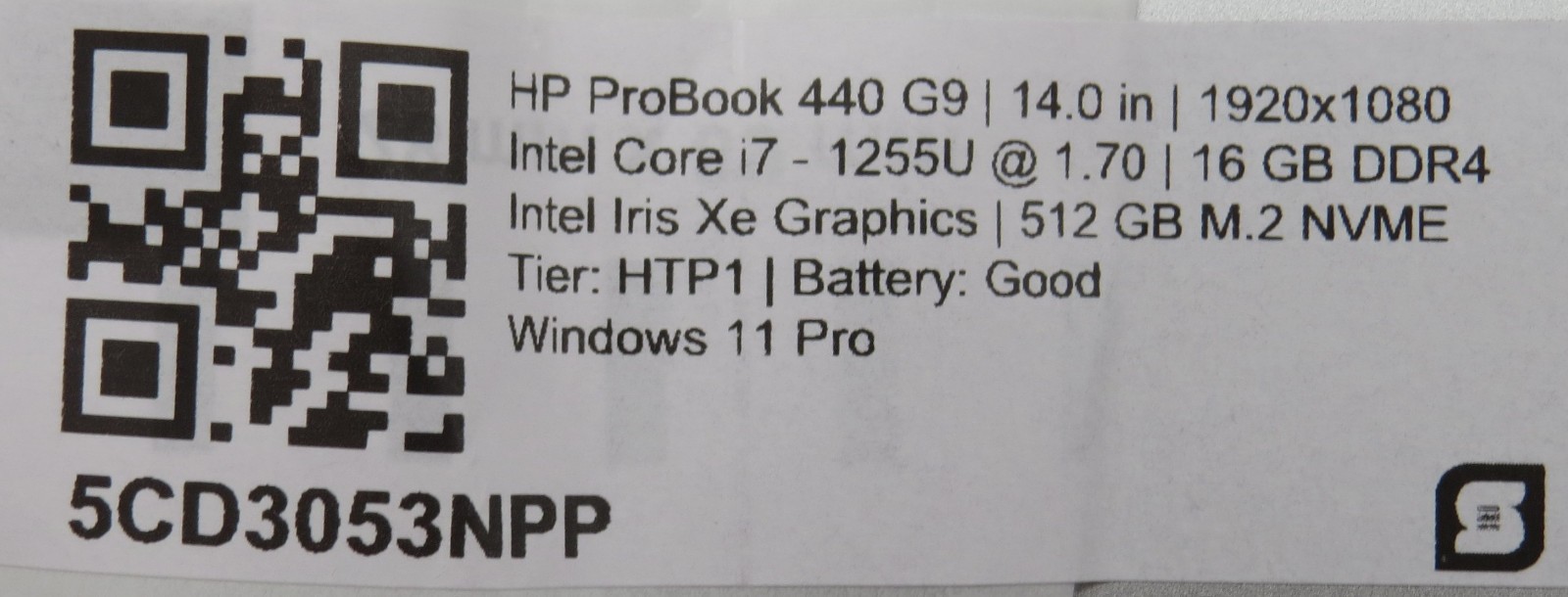 HP ProBook 440 G9 i7-1255U @ 1.7GHz 16GB DDR4 512GB SSD 14″ Win 11 Pro