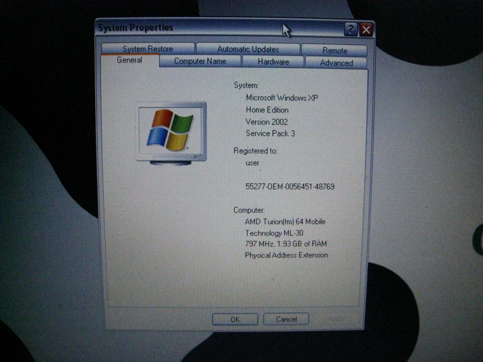 Vintage Windows XP Gateway MX6433 MA3 AMD Turion 64 Mobile 797MHz 2GB Memory