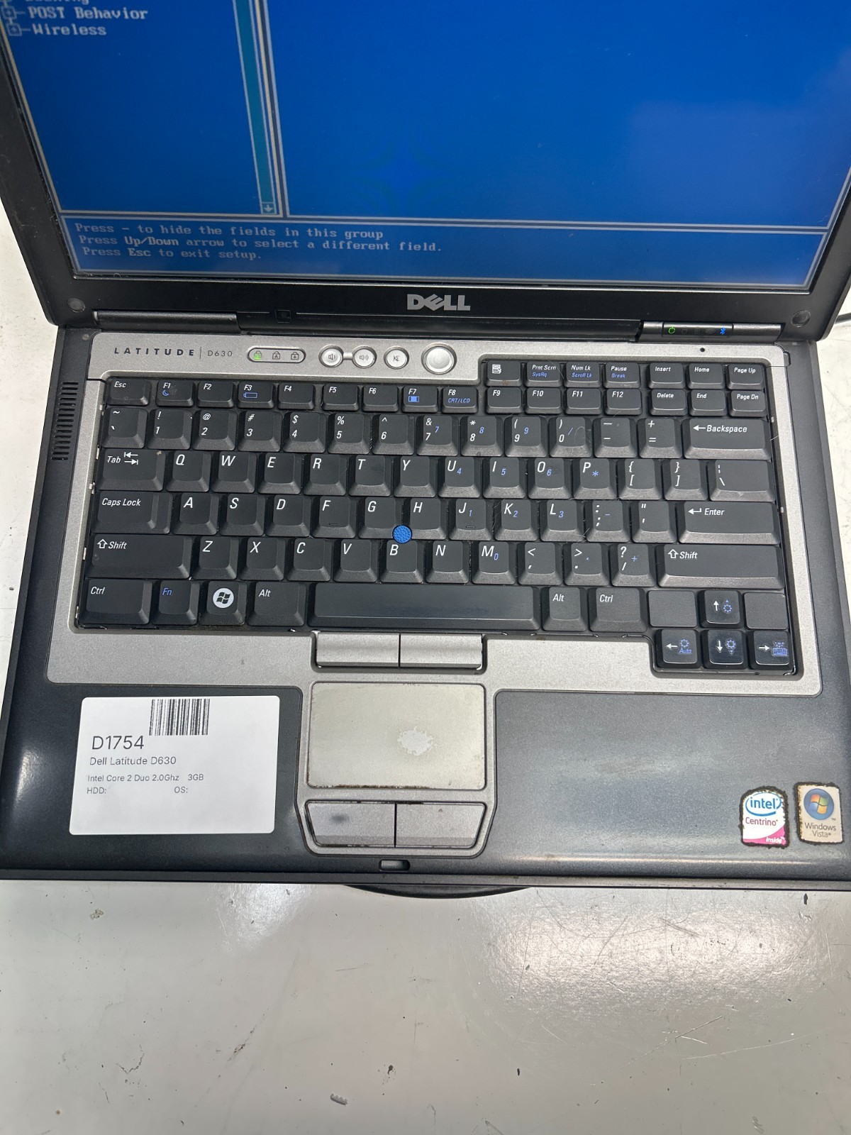 Dell Latitude D630 Intel Core 2 Duo 2.0 GHz 3GB 500 GB WINDOWS XP – NO BAT