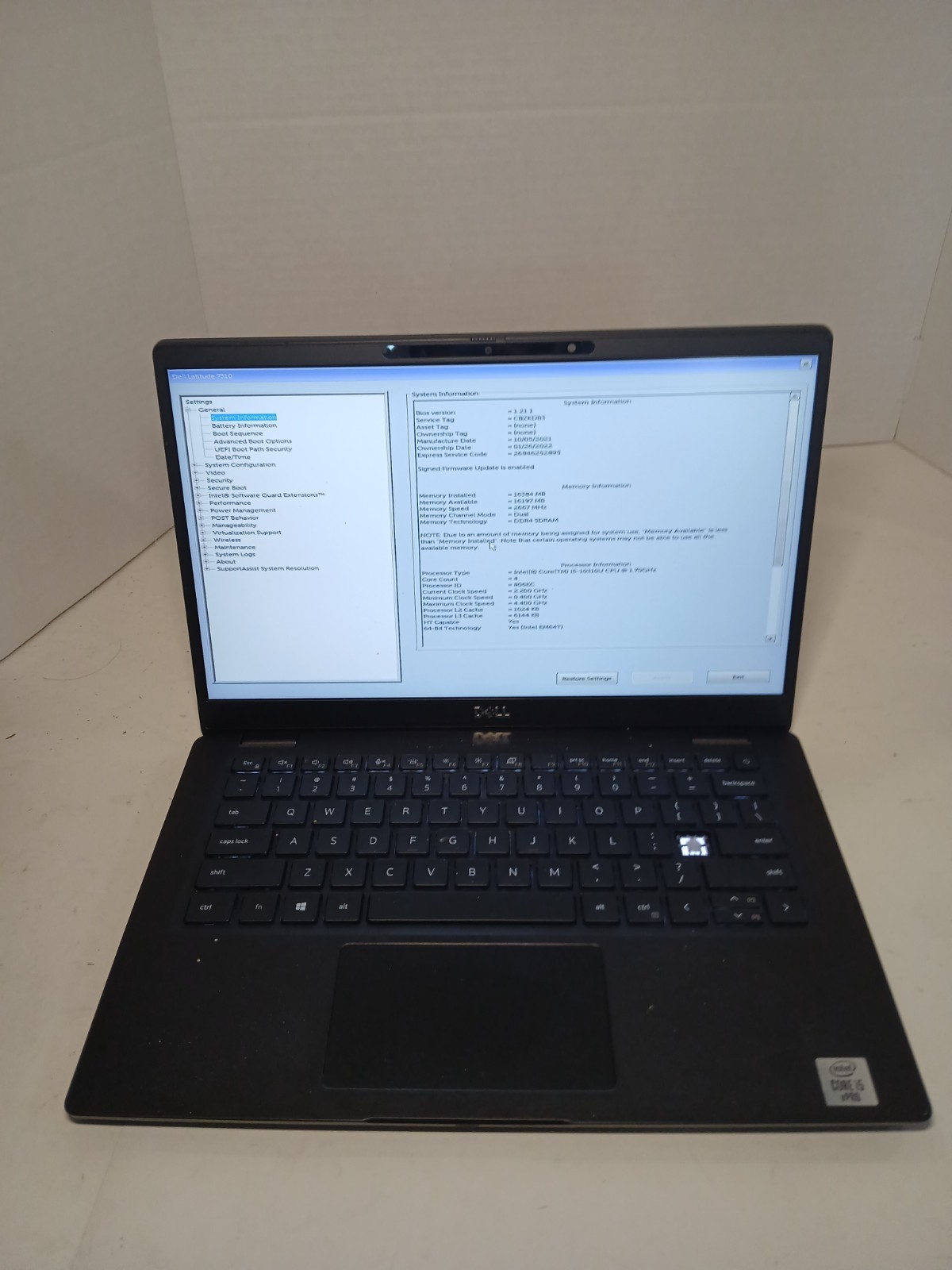 Dell Latitude 7310 13″ Laptop i5-10310U 1.70 GHz 16GB RAM NO OS/SSD #97