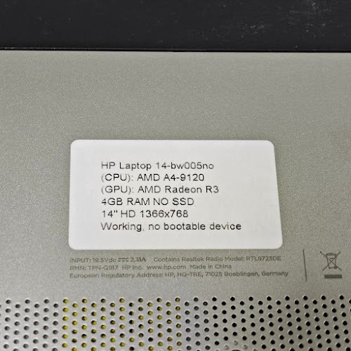 HP 14-bw005no Laptop – AMD A4-9120, Radeon R3, 4GB RAM, No SSD, 14″ HD