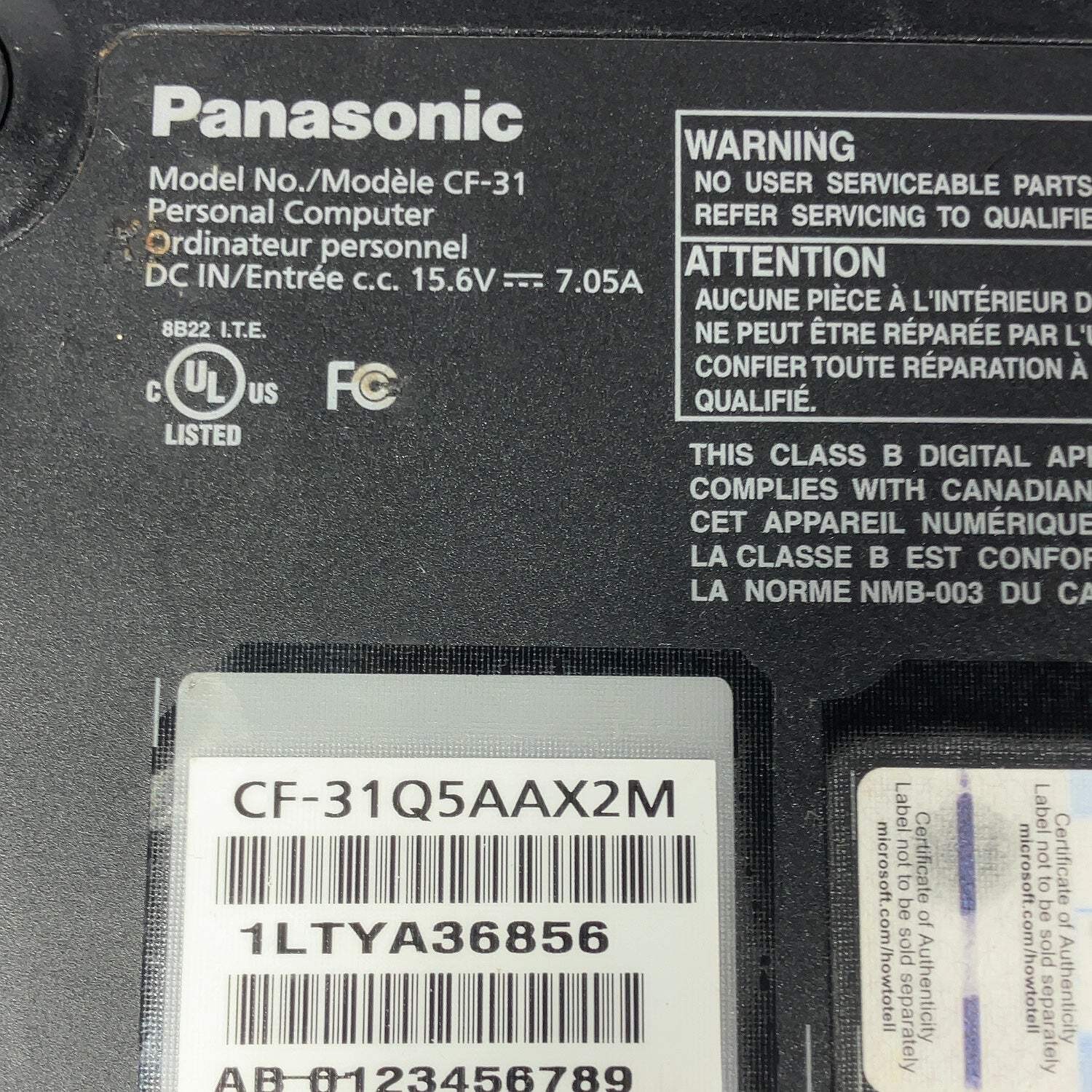 Panasonic Toughbook CF-31 13″ i3-2310M 2.1GHz 2GB RAM 250GB SSD