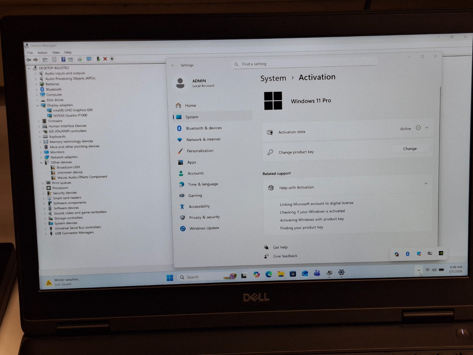 Dell Precision 7530 i7 8850H 256GB SSD 16GB 15.6″ FHD Quadro P1000 Win11P