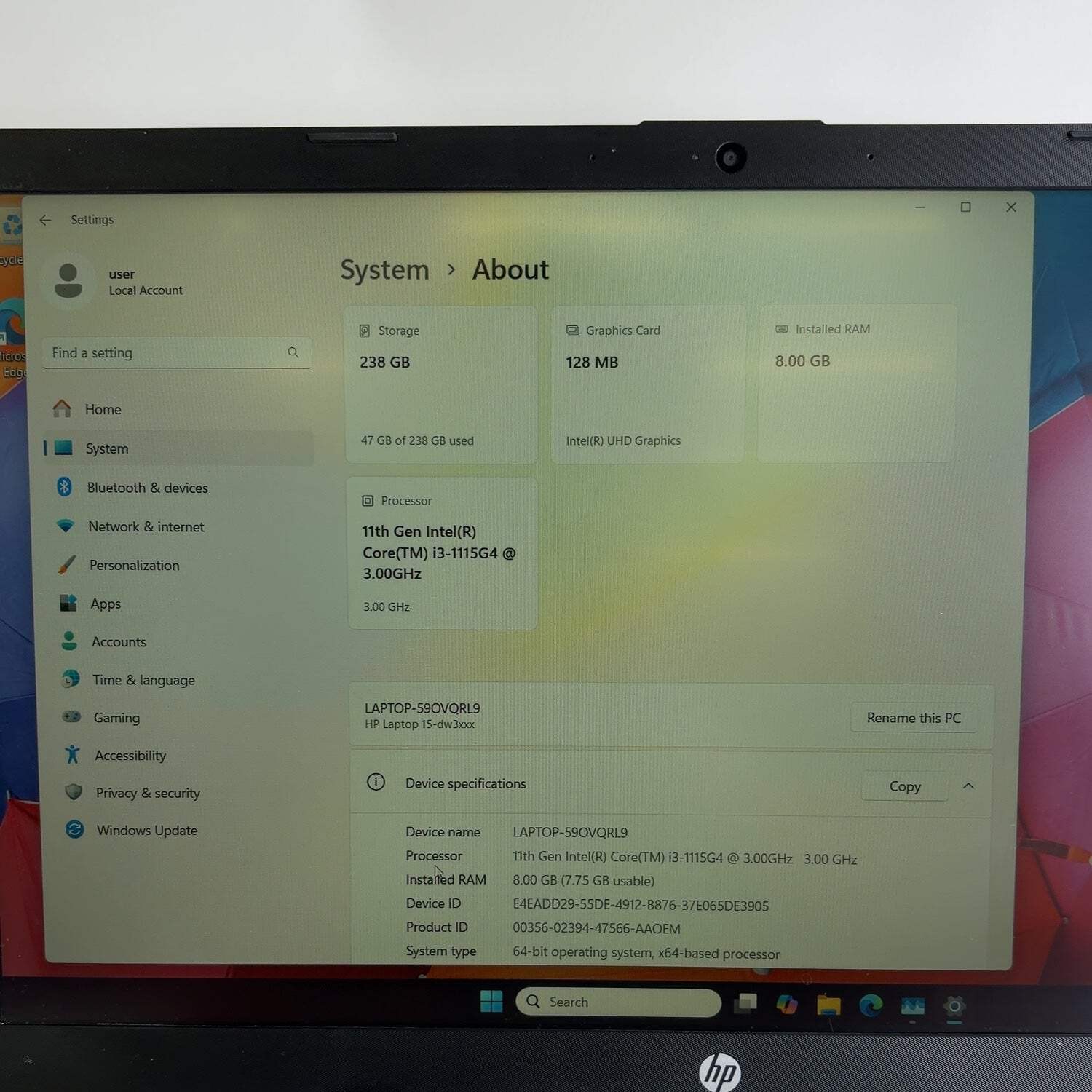 HP 15-dw3033dx 15-DW3033DX 15.6″ i3-1115G4 3.0GHz 8GB RAM 256GB SSD
