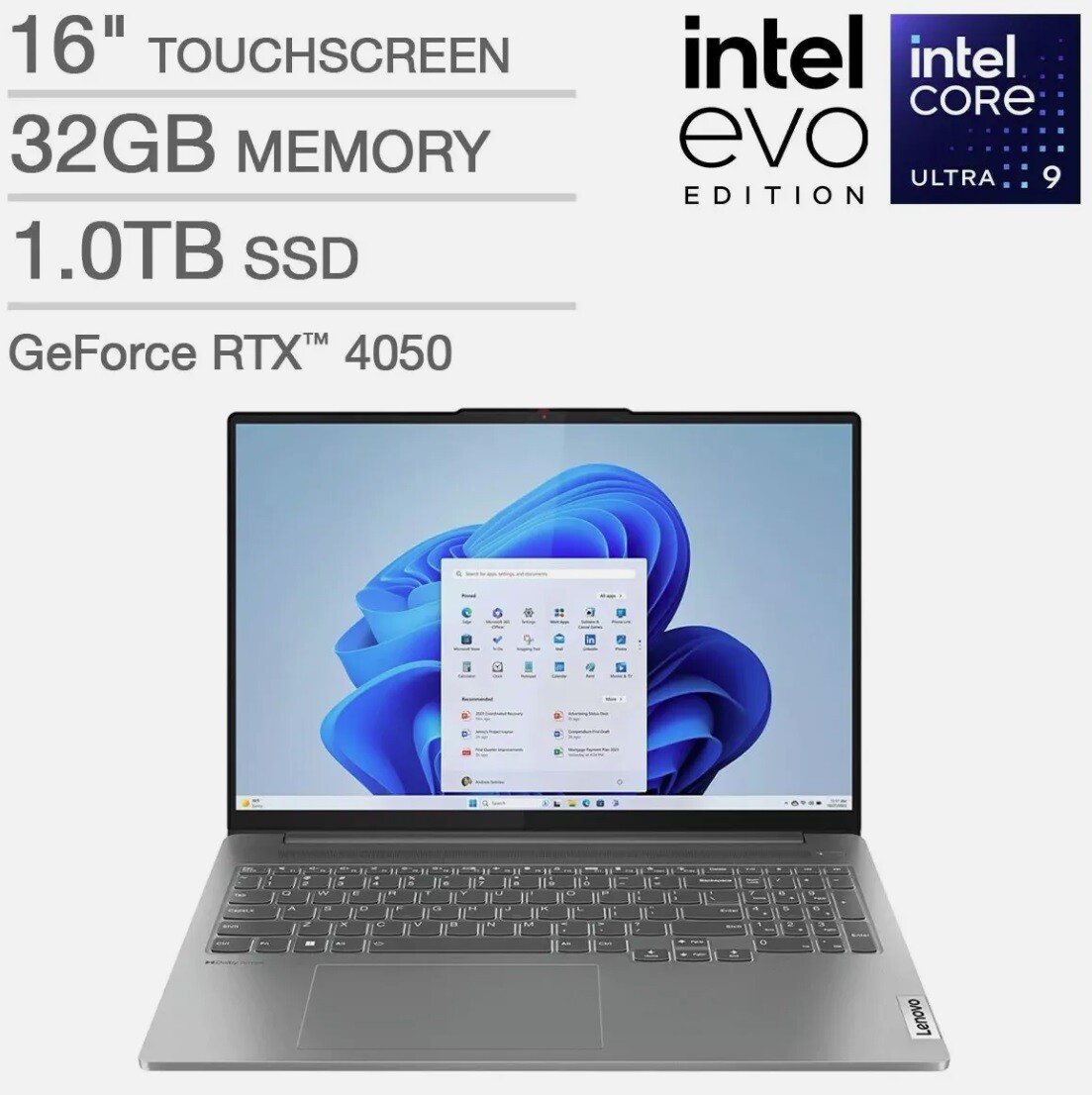 Lenovo IdeaPad Pro 5i 16″ 2048×1280 OLED Touch Ultra 9 185H 32GB 1TB RTX4050 W11
